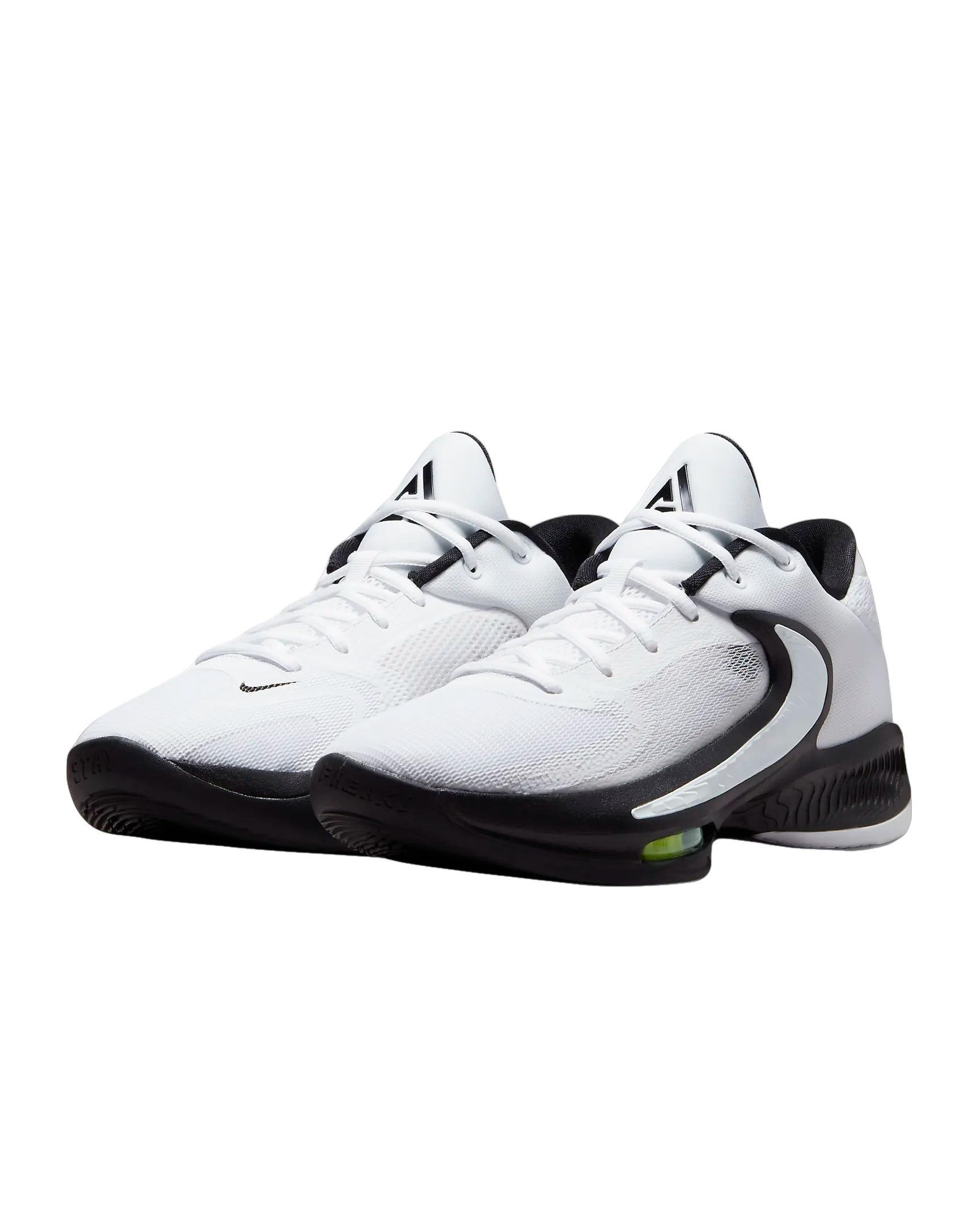 Nike Zoom Freak 4 (Team) "White/White/Black" Men's Basketball Shoe - WHITE/WHITE/BLACK Thumbnail View 3