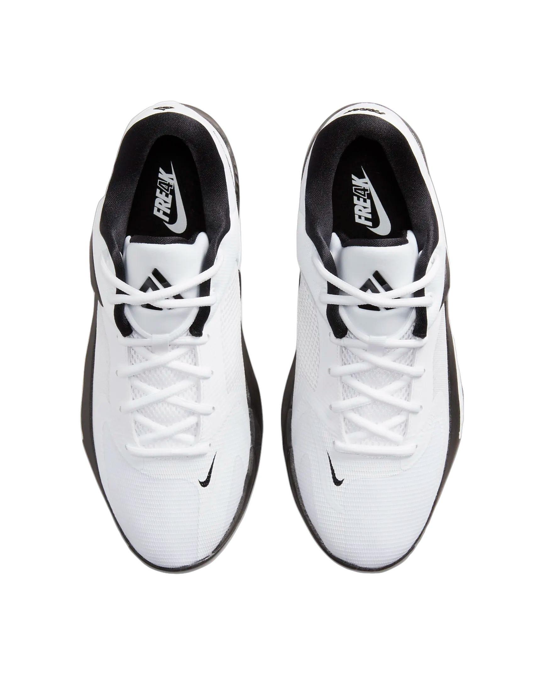 Nike Zoom Freak 4 (Team) "White/White/Black" Men's Basketball Shoe - WHITE/WHITE/BLACK Thumbnail View 4