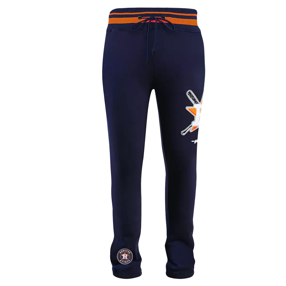 Pro Standard Men's MLB Houston Astros Mashup Rib Sweatpants -Navy/Orange - NAVY/ORANGE