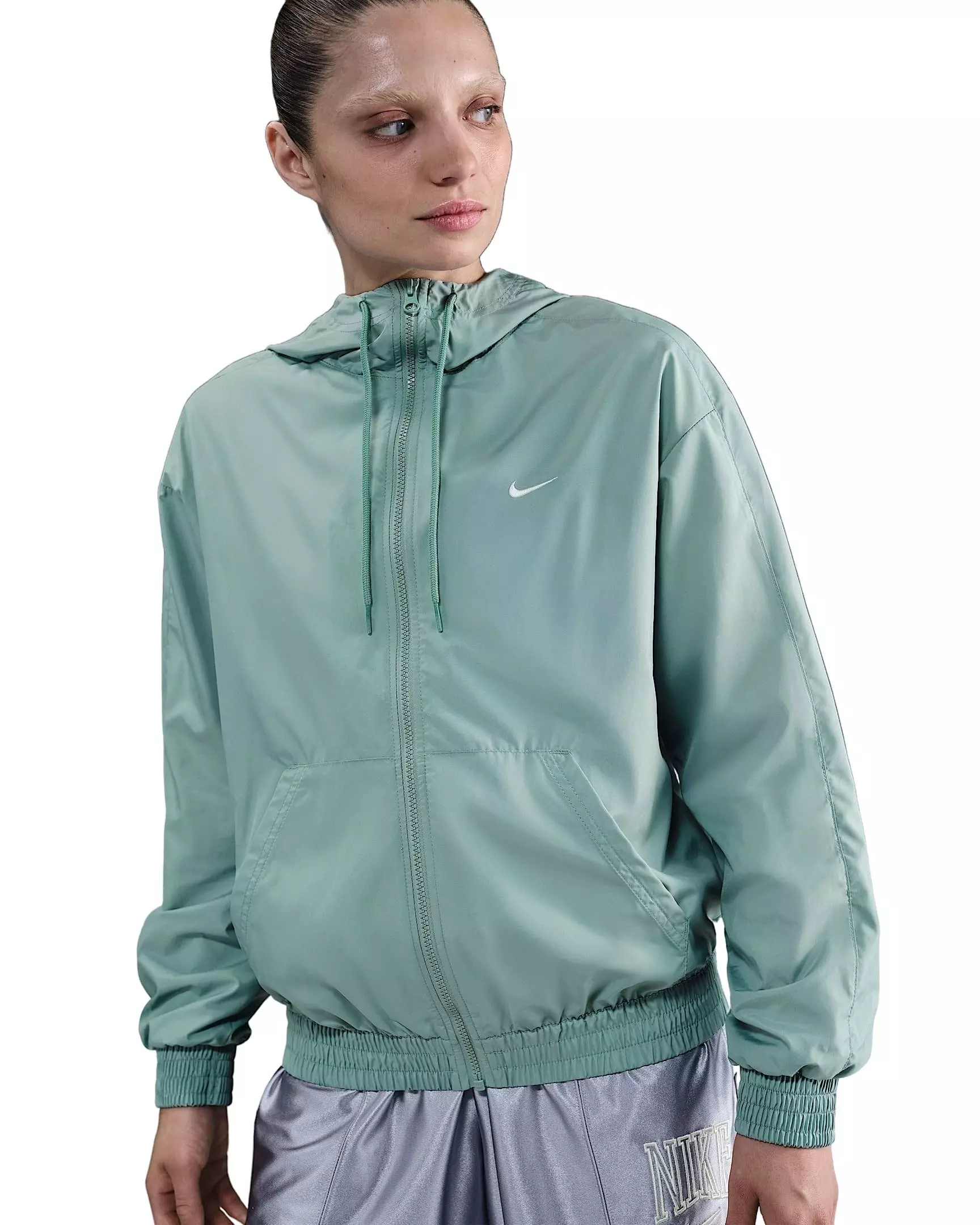 Nike Women's Sportswear Classic Woven Loose UV Hooded Jacket - Green - GREEN