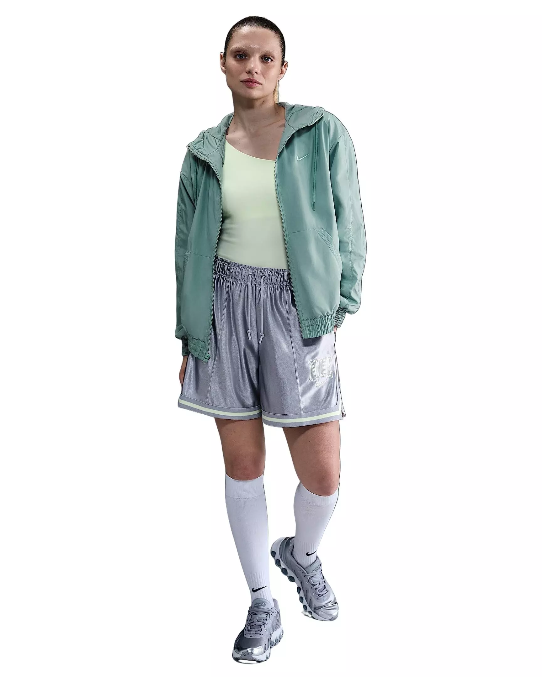 Nike Women's Sportswear Classic Woven Loose UV Hooded Jacket -Green - GREEN