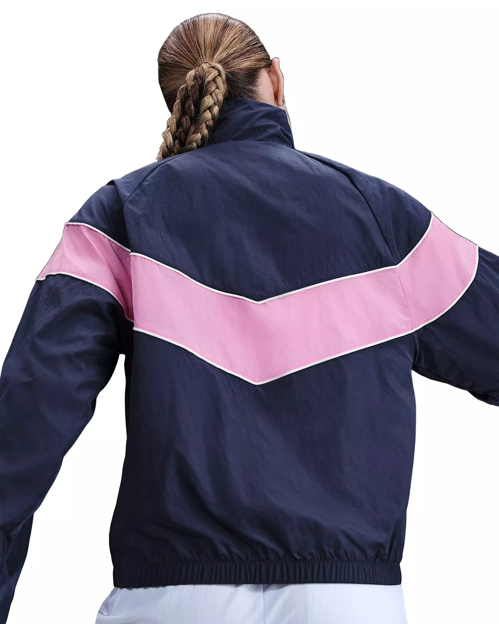 Nike Women's Windrunner Loose UV Woven Full-Zip Jacket - Navy/Pink - NAVY/PINK