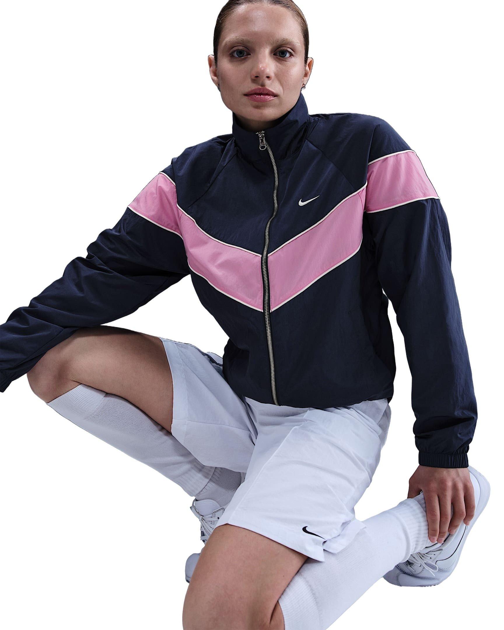 Nike Women's Windrunner Loose UV Woven Full-Zip Jacket - Navy/Pink - NAVY/PINK Thumbnail View 3