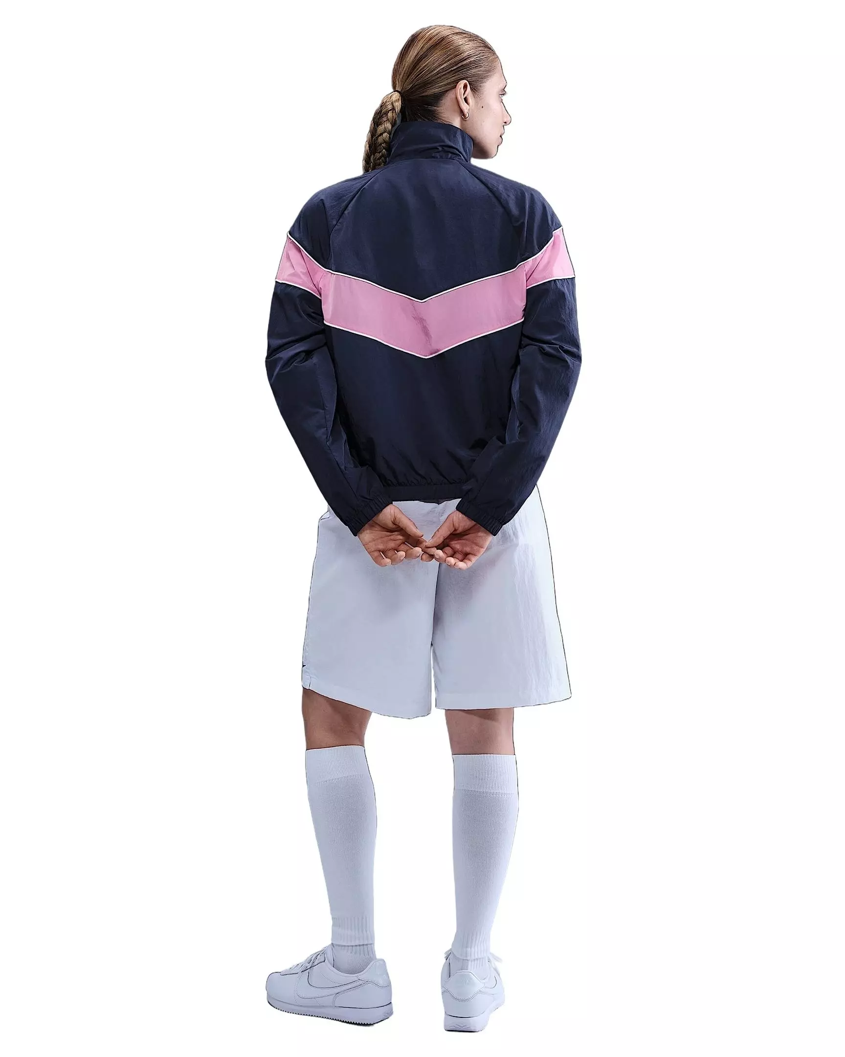 Nike Women's Windrunner Loose UV Woven Full-Zip Jacket -Navy/Pink - NAVY/PINK