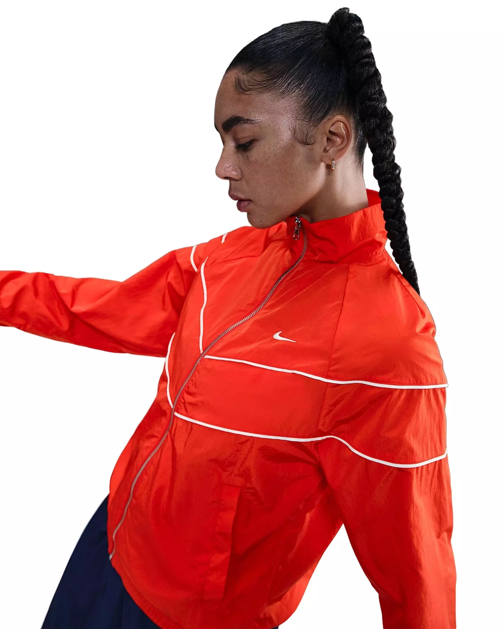 Nike Women's Windrunner Loose UV Woven Full-Zip Jacket - Red - RED