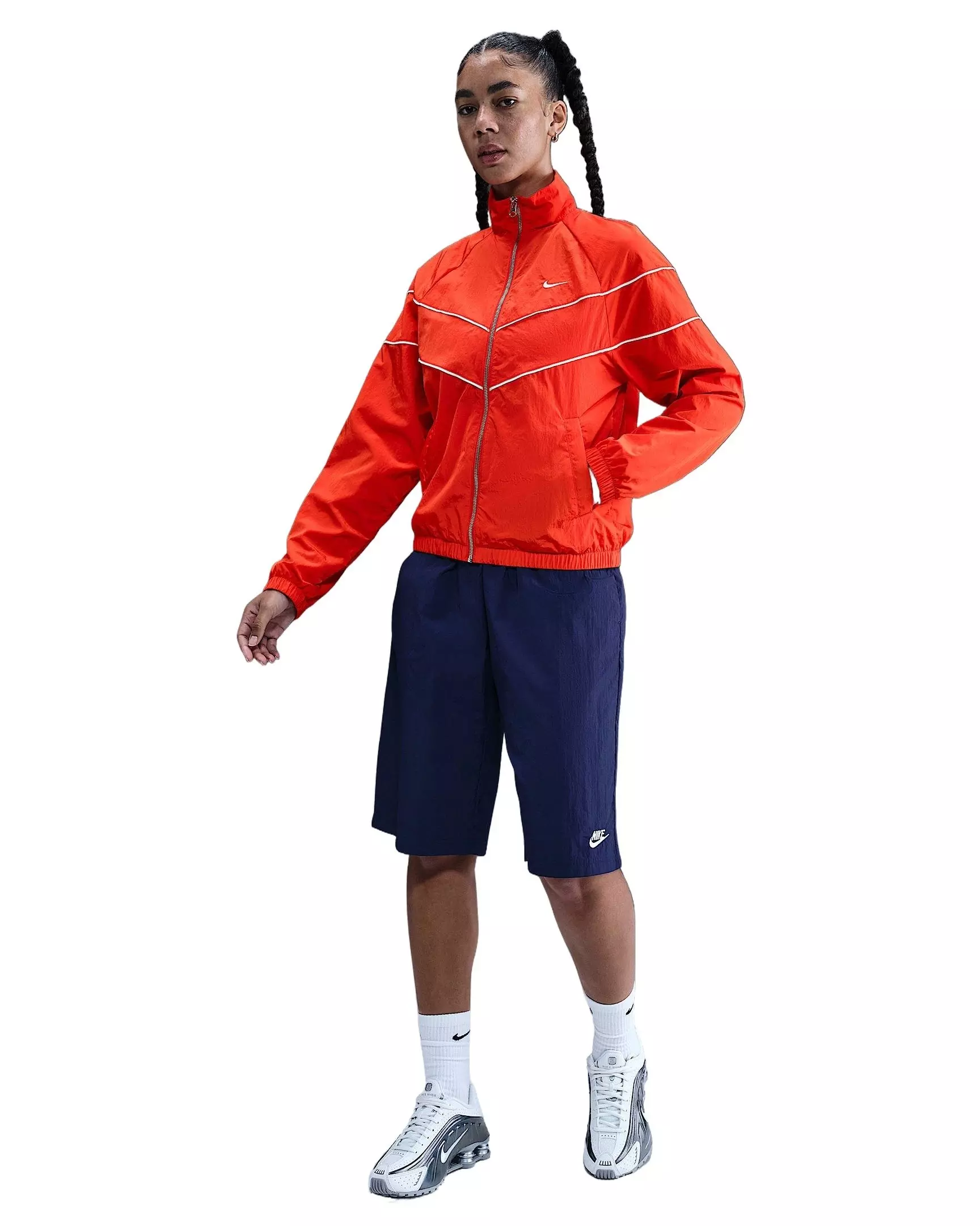 Nike Women's Windrunner Loose UV Woven Full-Zip Jacket -Red - RED