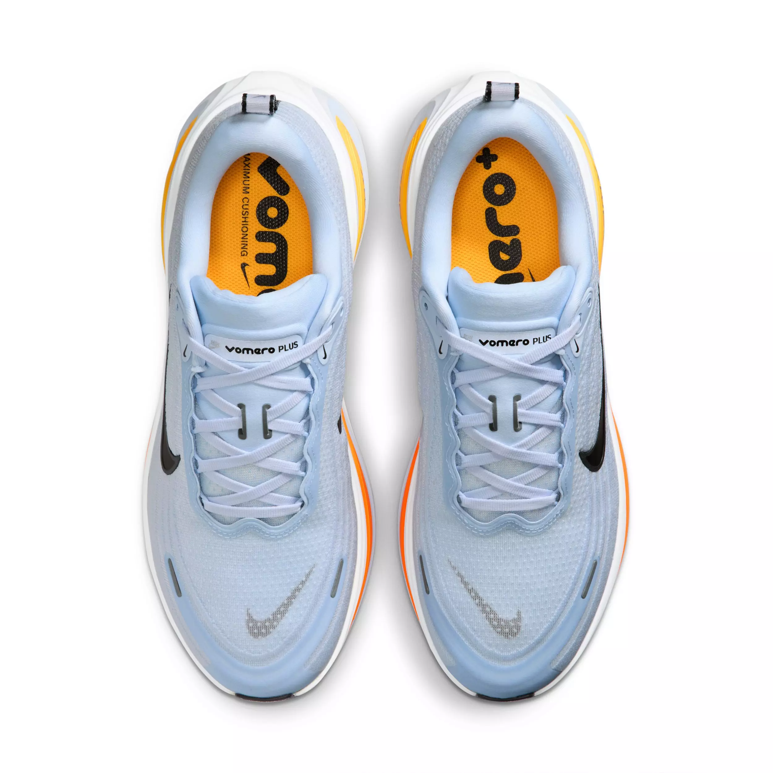 Nike Vomero Plus "Hydrogen Blue/White/Total Orange/Black" Men's Wide Running Shoe - BLUE/WHITE/ORANGE/BLACK