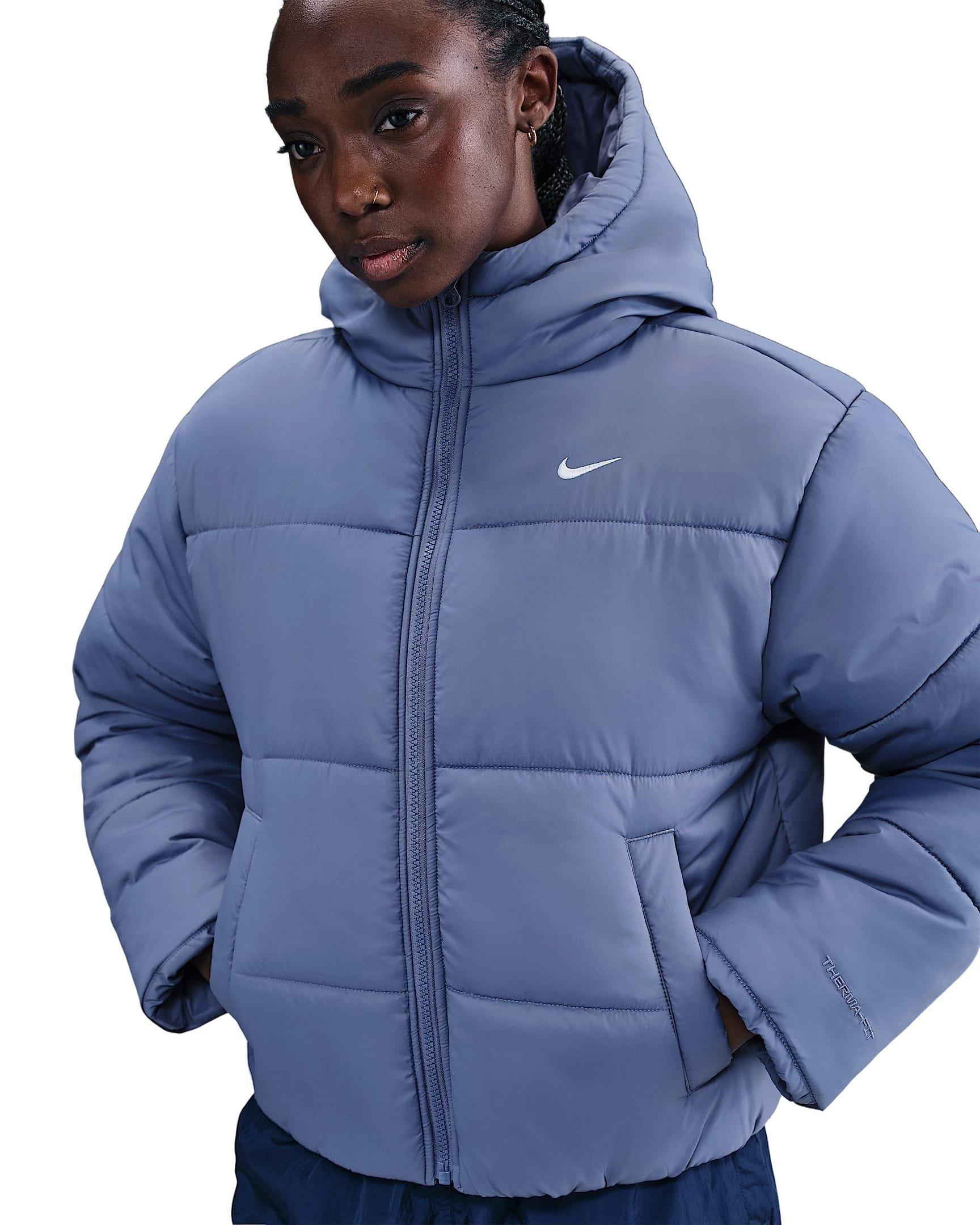 Nike Women's Sportswear Classic Puffer Therma-FIT Loose Hooded Jacket -Indigo - INDIGO Thumbnail View 1