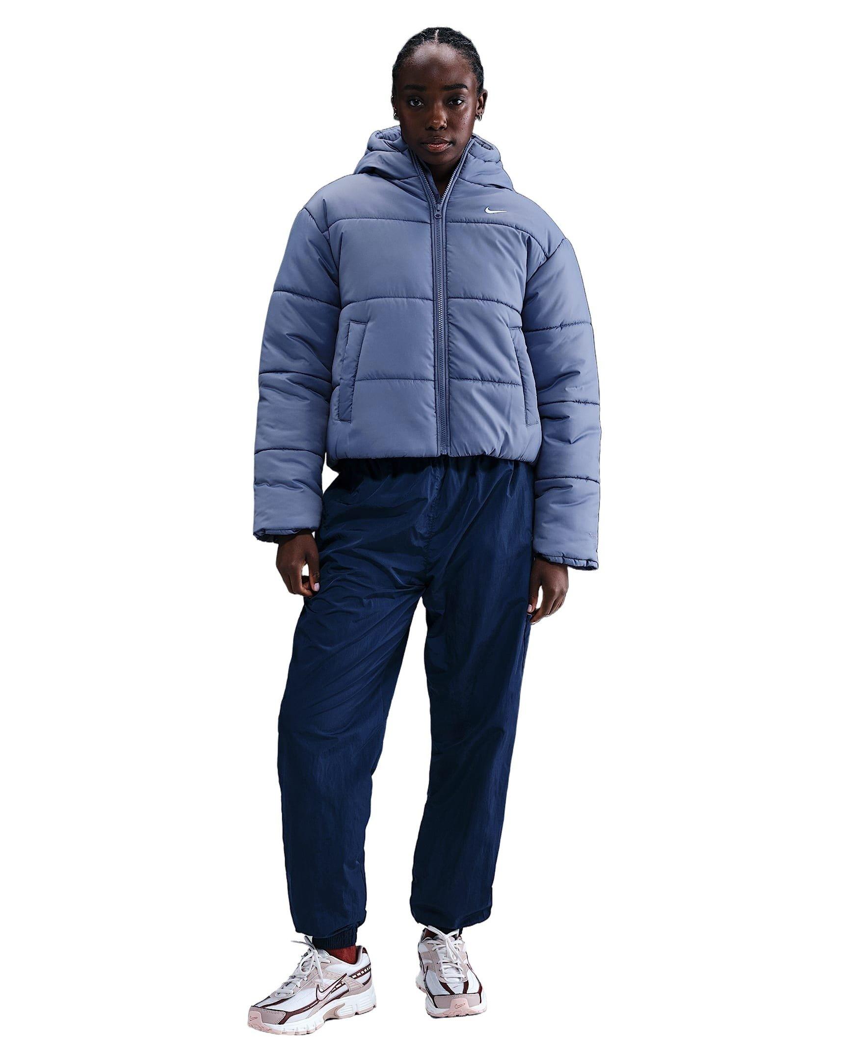 Nike Women's Sportswear Classic Puffer Therma-FIT Loose Hooded Jacket -Indigo - INDIGO Thumbnail View 4