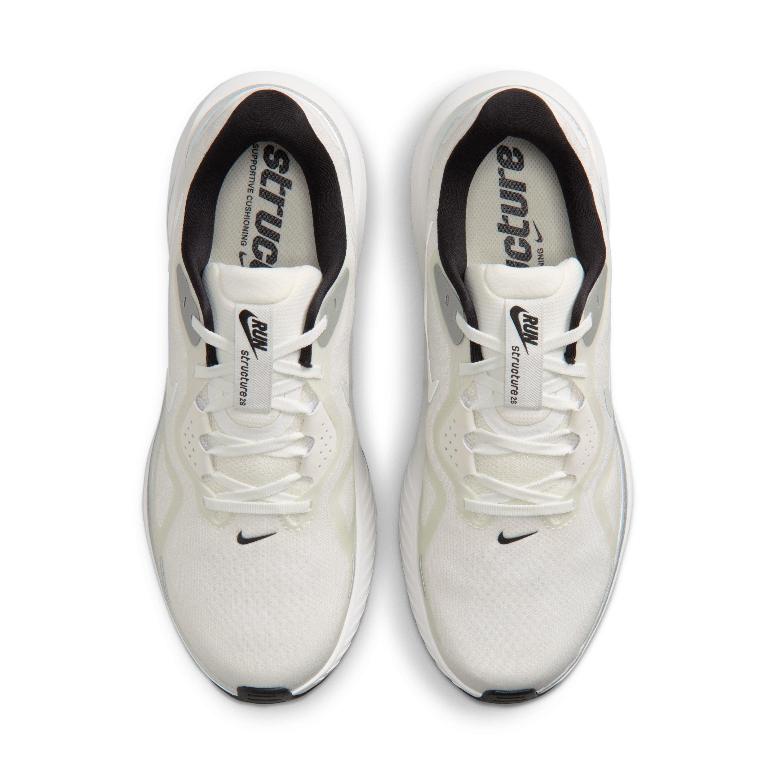 Nike Structure 26 "Summit White/Black/White/Metallic Silver" Men's Running Shoe - WHITE/BLACK/WHITE/SILVER Thumbnail View 4