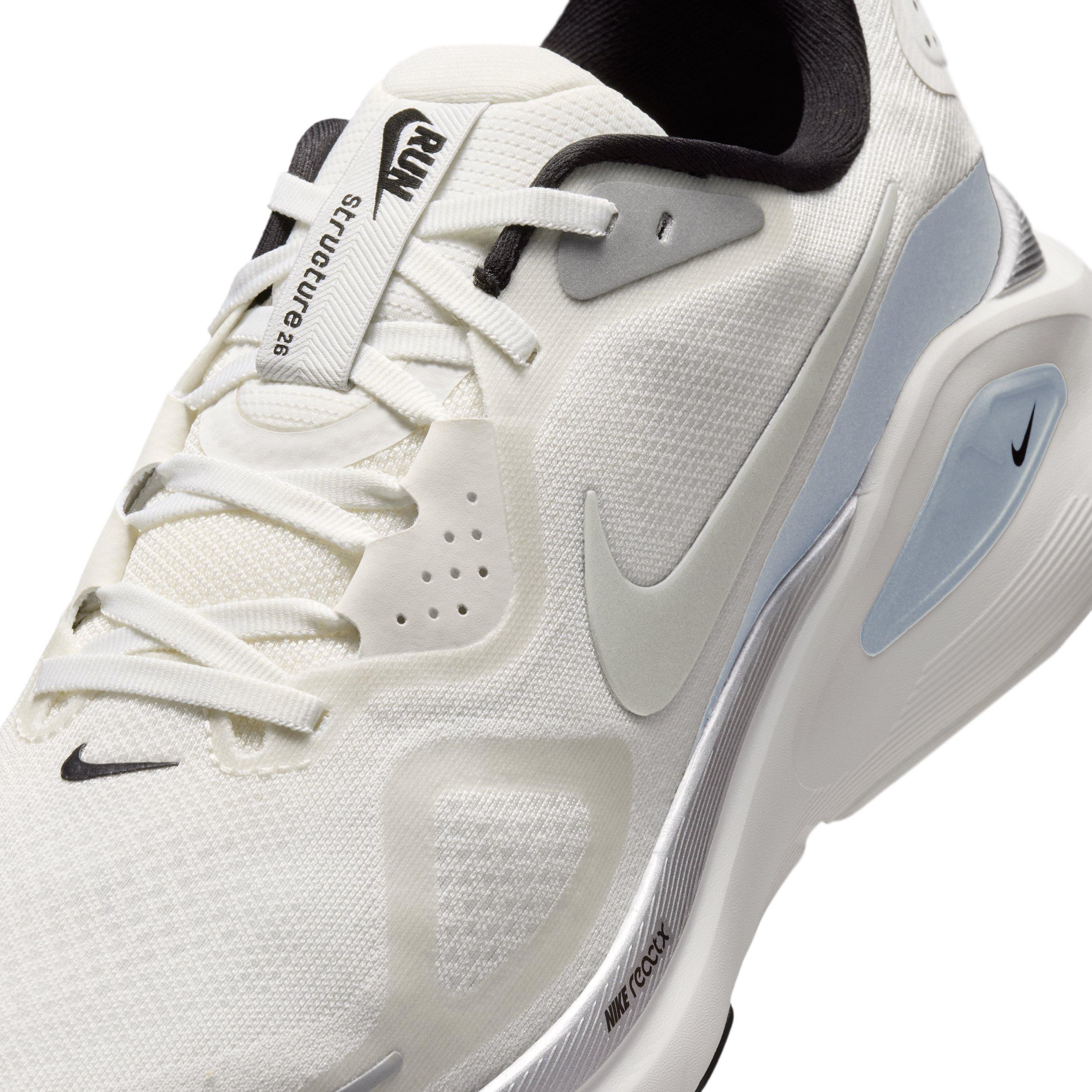 Nike Structure 26 "Summit White/Black/White/Metallic Silver" Men's Running Shoe - WHITE/BLACK/WHITE/SILVER Thumbnail View 7