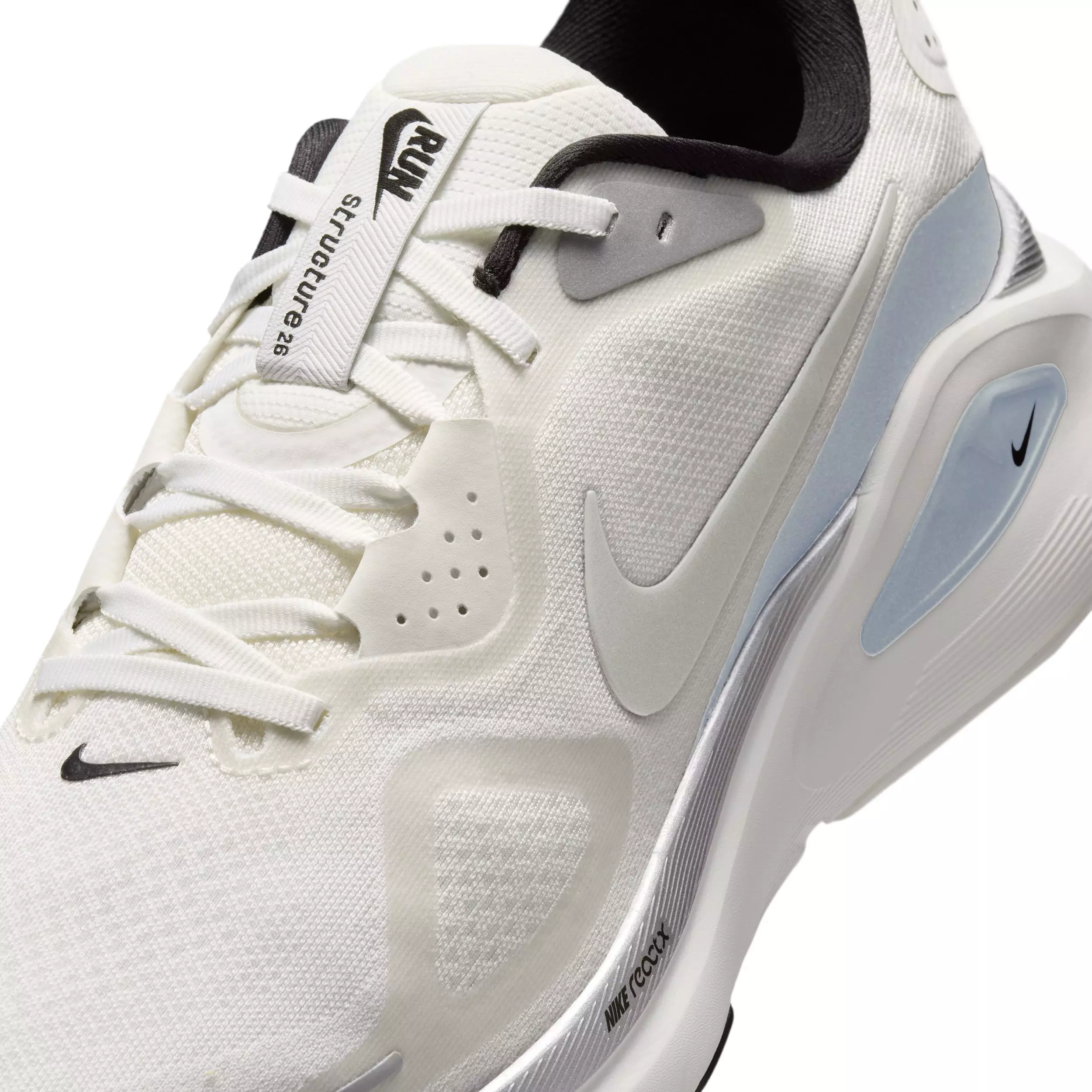 Nike Structure 26 "Summit White/Black/White/Metallic Silver" Men's Running Shoe - WHITE/BLACK/WHITE/SILVER