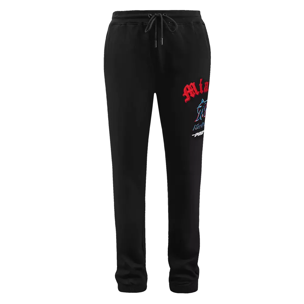 Pro Standard Men's MLB Miami Marlins Old English Sweatpants -Black - BLACK