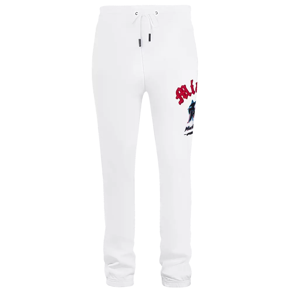 Pro Standard Men's MLB Miami Marlins Old English Sweatpants -White - WHITE