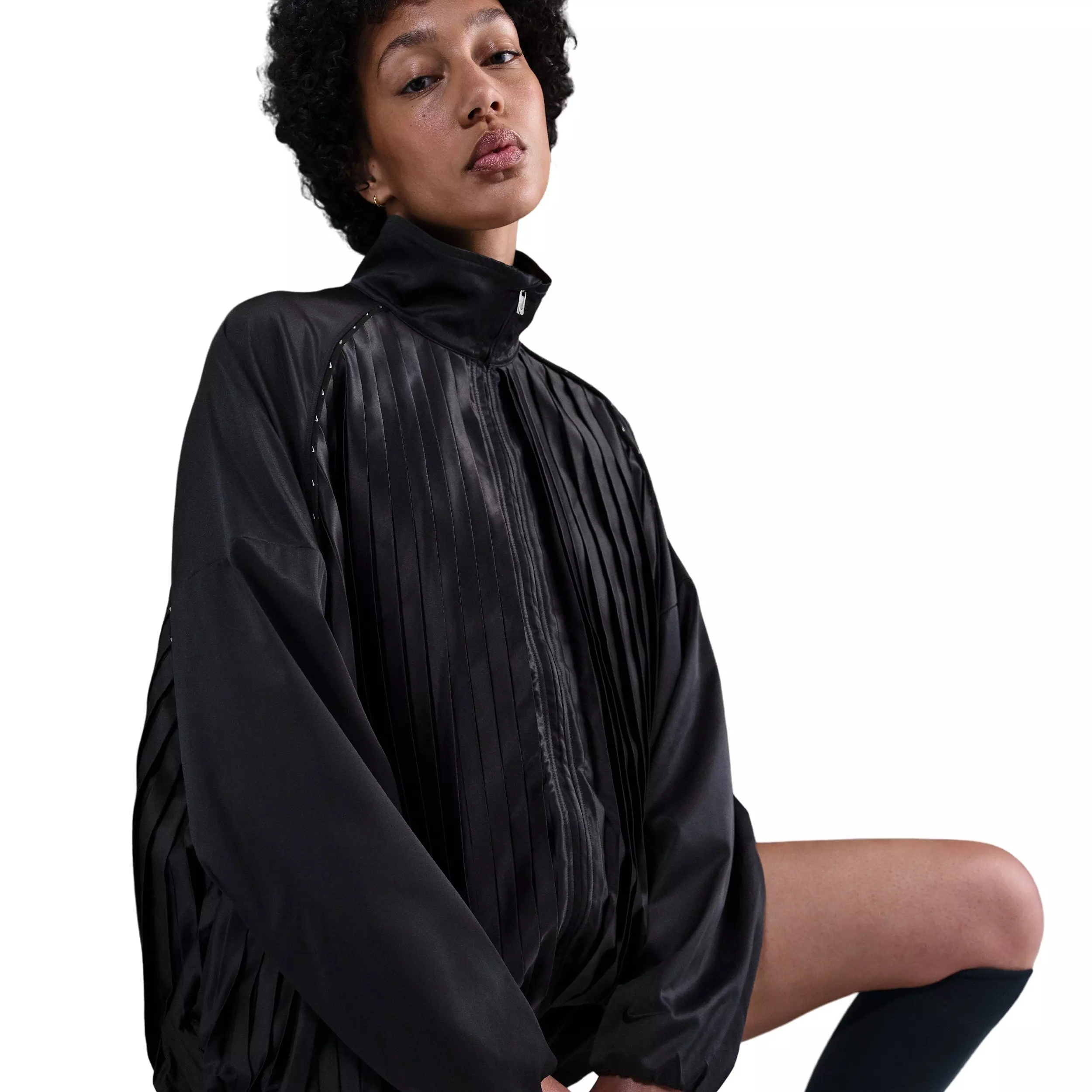 Nike Women's Sportswear Collection Pleated Track Jacket -Black - BLACK