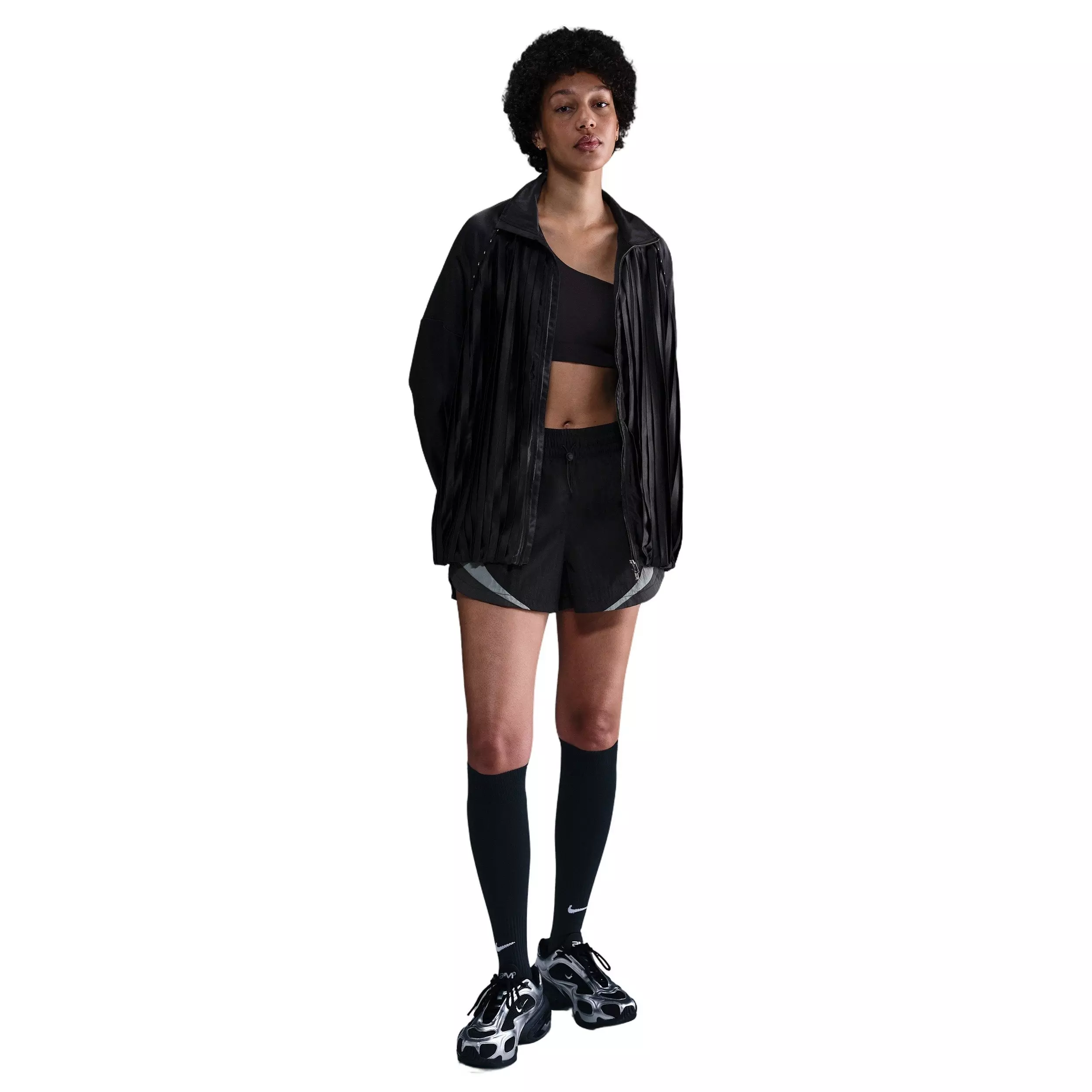 Nike Women's Sportswear Collection Pleated Track Jacket -Black - BLACK