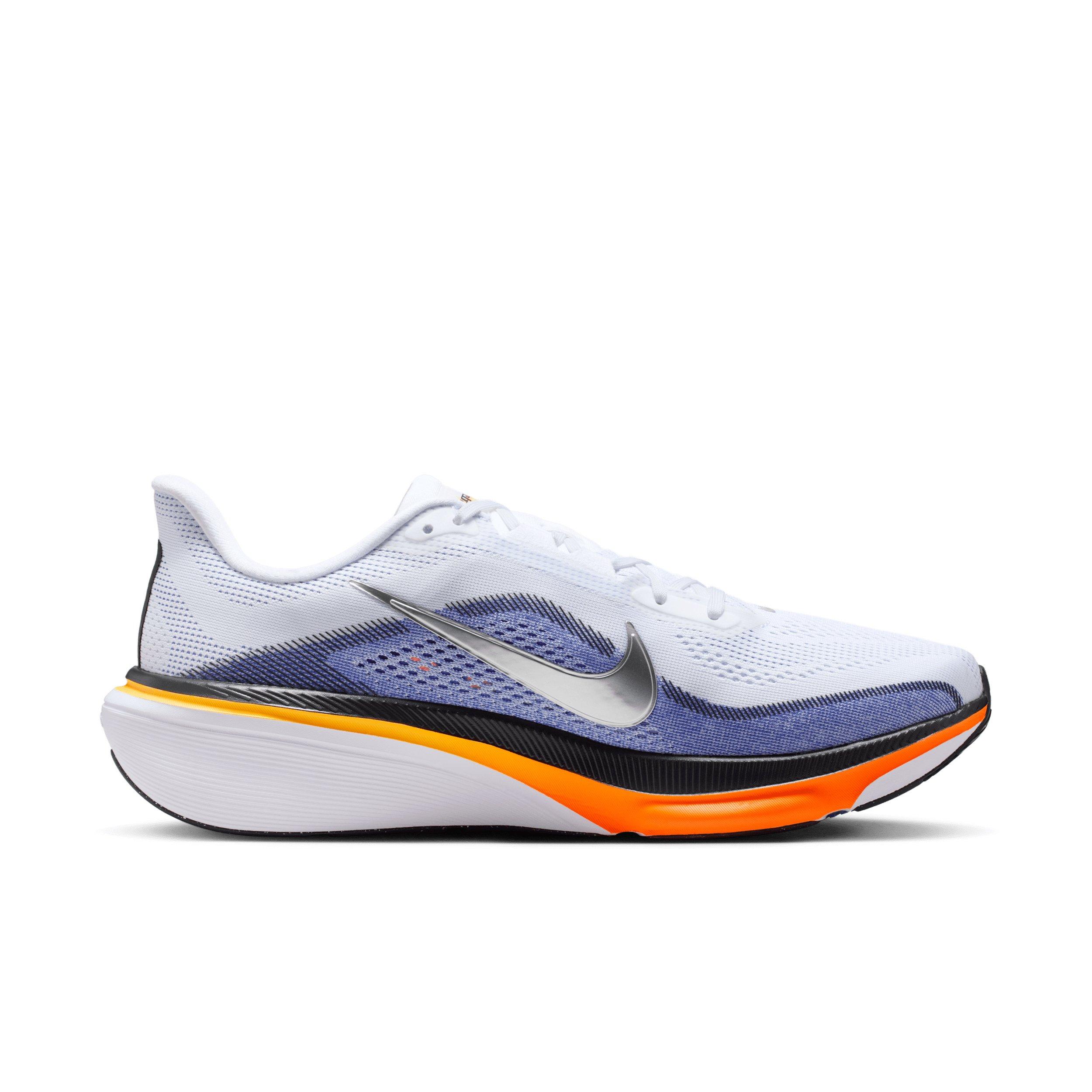 Nike Pegasus 42 "White/Lapis/Total Orange/Metallic Silver" Men's Wide Running Shoe - WHITE/LAPIS/ORANGE/SILVER