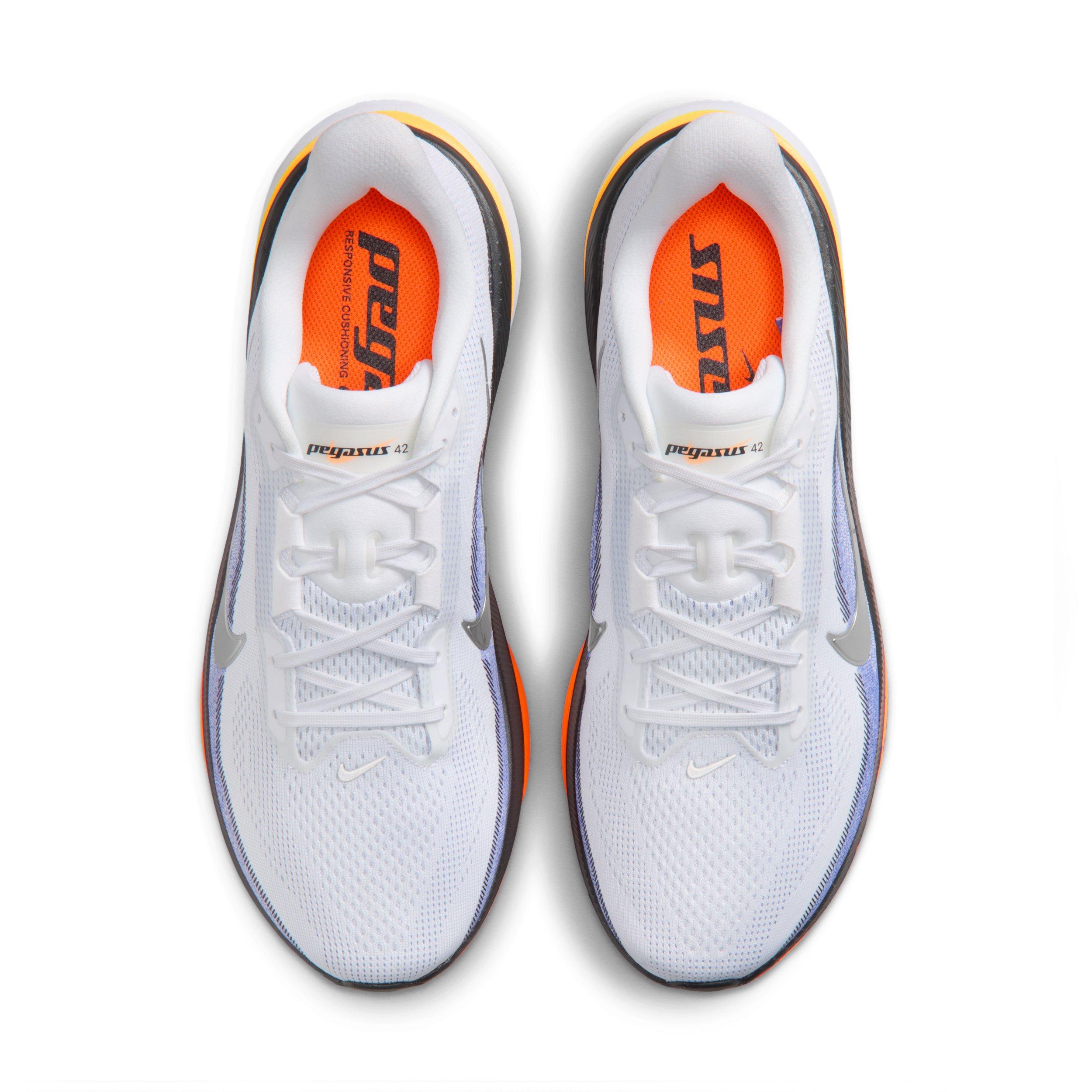 Nike Pegasus 42 "White/Lapis/Total Orange/Metallic Silver" Men's Wide Running Shoe - WHITE/LAPIS/ORANGE/SILVER