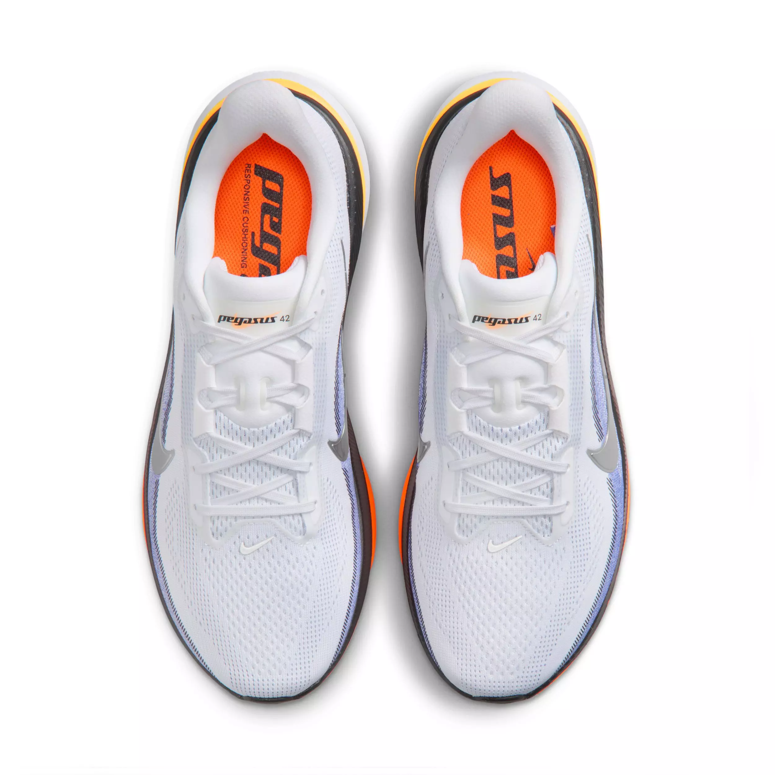Nike Pegasus 42 "White/Lapis/Total Orange/Metallic Silver" Men's Wide Running Shoe - WHITE/LAPIS/ORANGE/SILVER