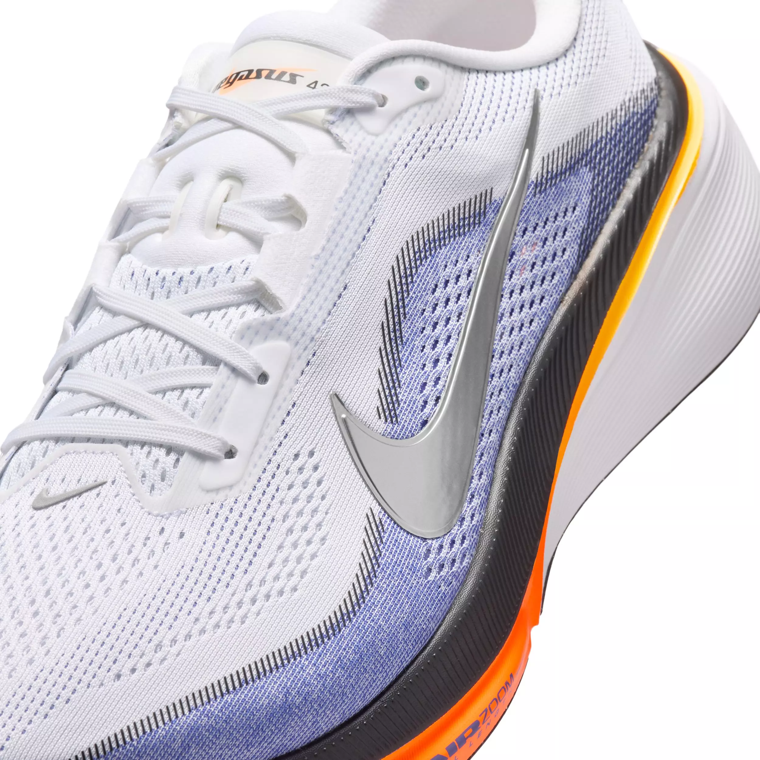 Nike Pegasus 42 "White/Lapis/Total Orange/Metallic Silver" Men's Wide Running Shoe - WHITE/LAPIS/ORANGE/SILVER
