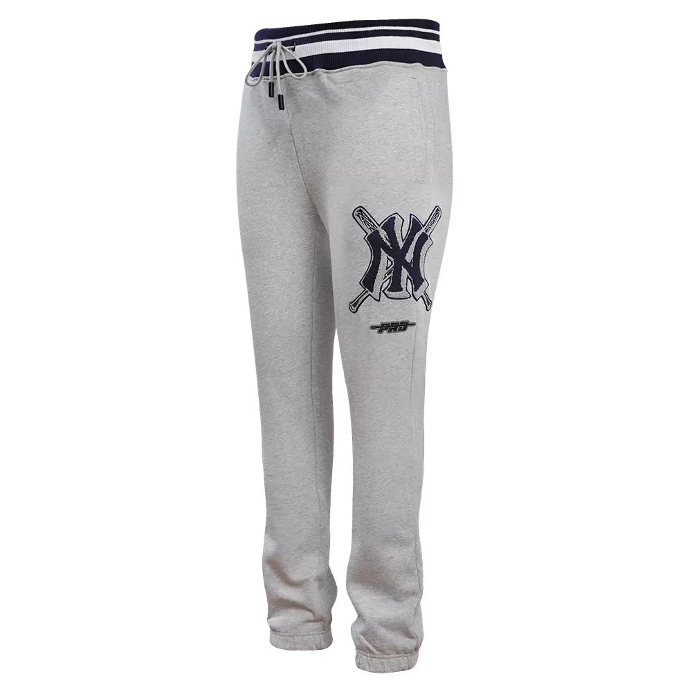 Pro Standard Men's MLB New York Yankees Mashup Rib Sweatpants - Grey/Navy - GREY/NAVY