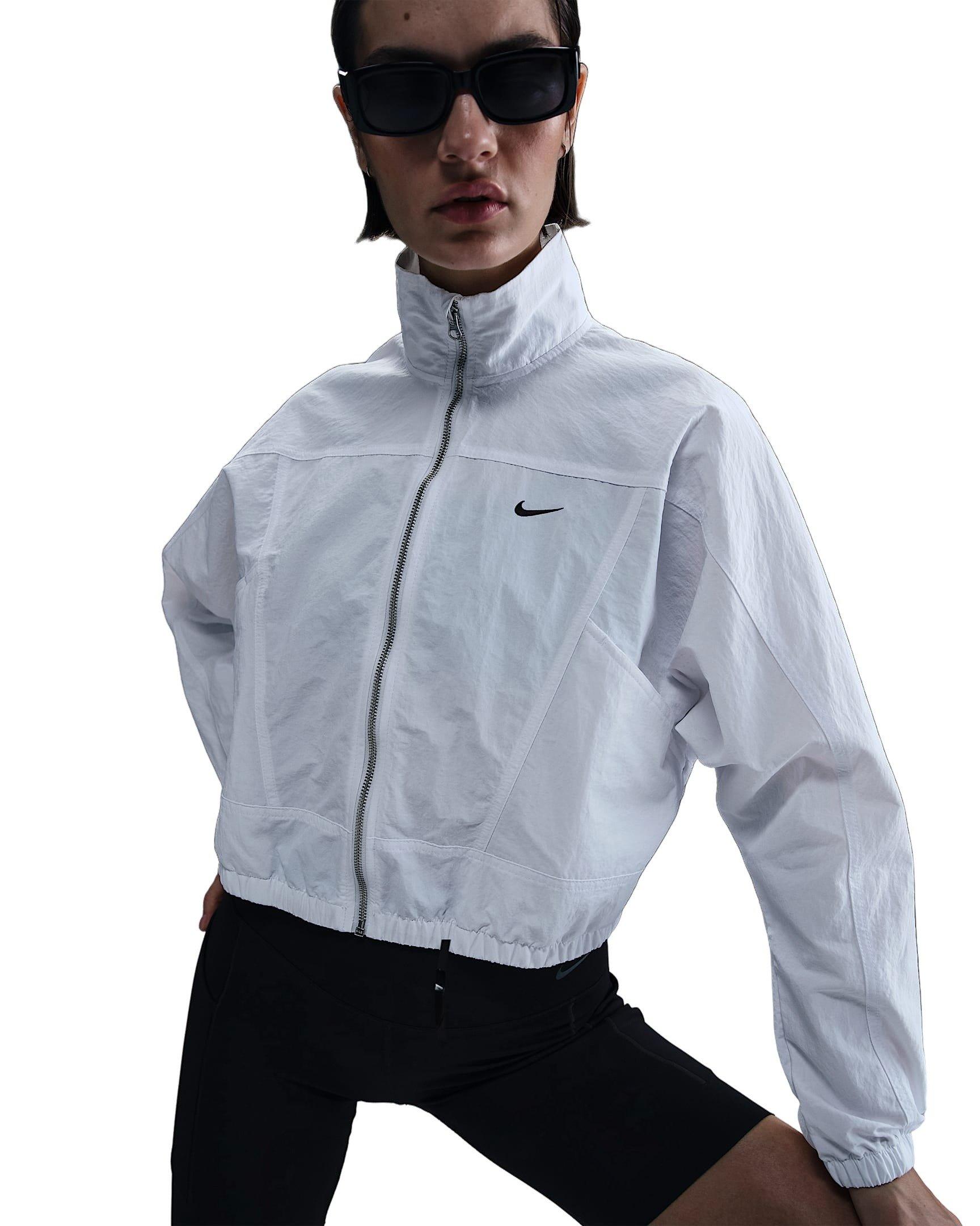 Nike Women's Sportswear Everything Woven Oversized Repel UV Protection Jacket -White/Black - WHITE/BLACK Thumbnail View 1