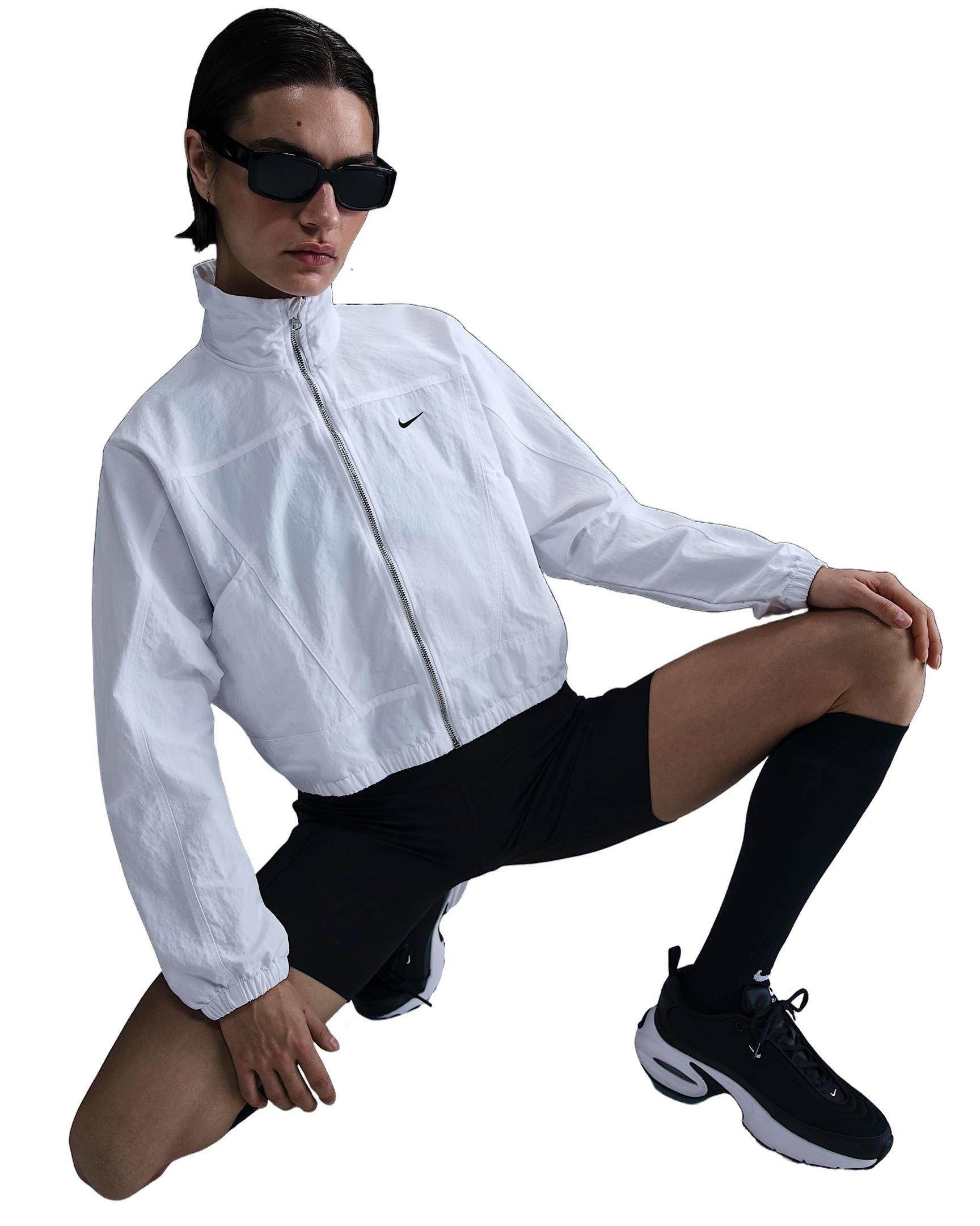 Nike Women's Sportswear Everything Woven Oversized Repel UV Protection Jacket - White/Black - WHITE/BLACK Thumbnail View 3