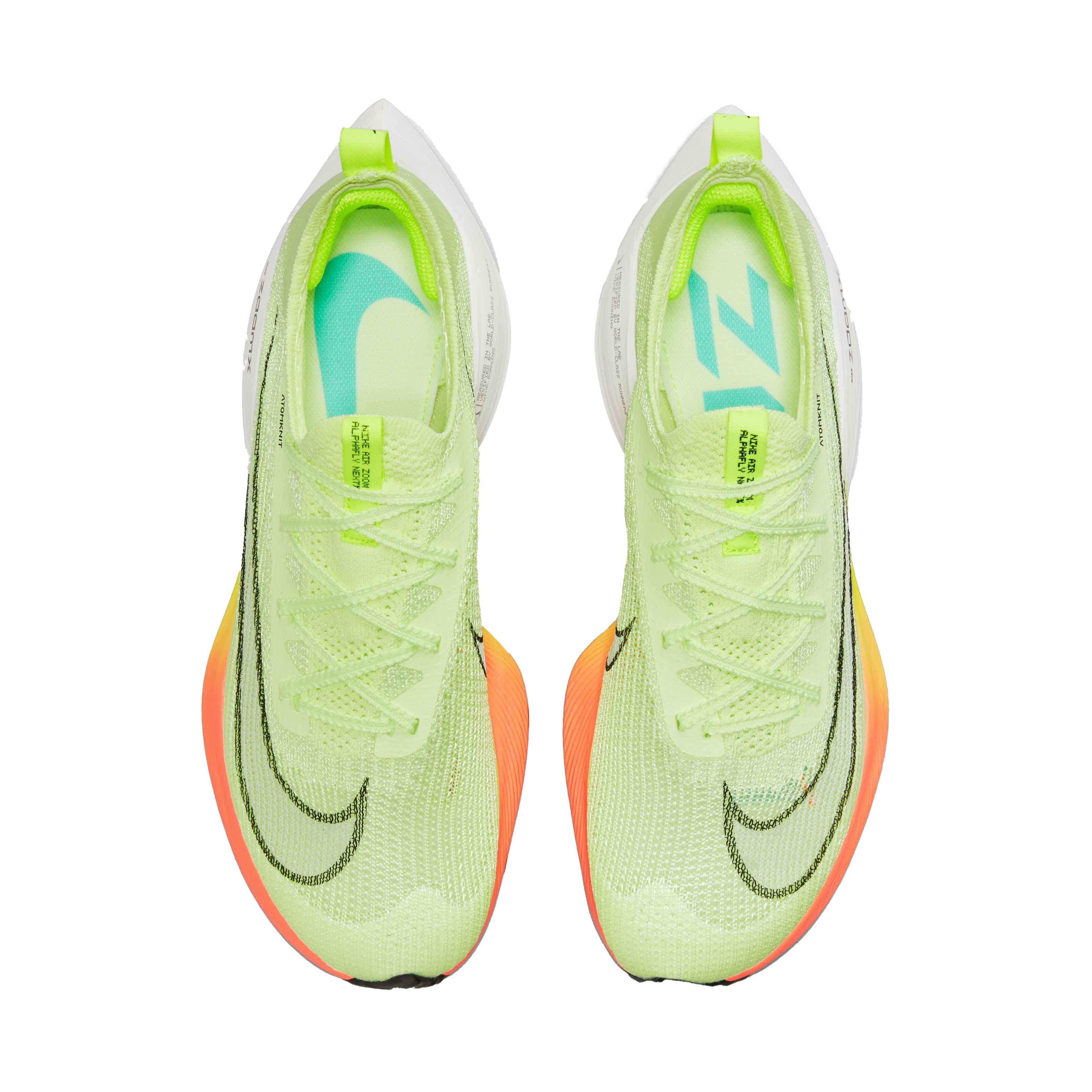 Nike Air Zoom Alphafly NEXT% "Barely Volt/Black/Hyper Orange" Men's Running Shoe - YELLOW Thumbnail View 4