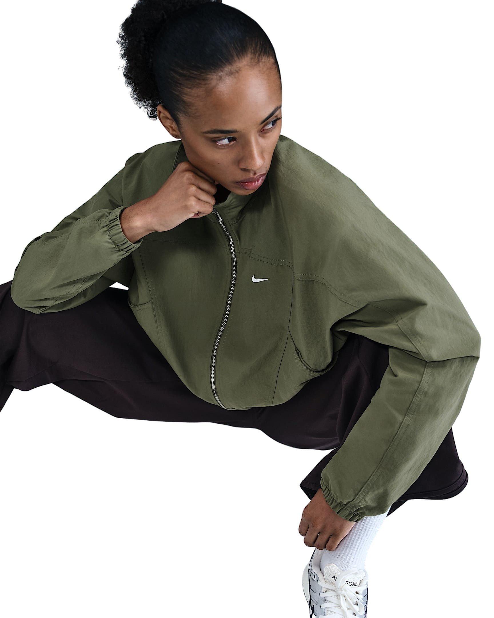 Nike Women's Sportswear Everything Woven Oversized Repel UV Protection Jacket -Olive - OLIVE Thumbnail View 3