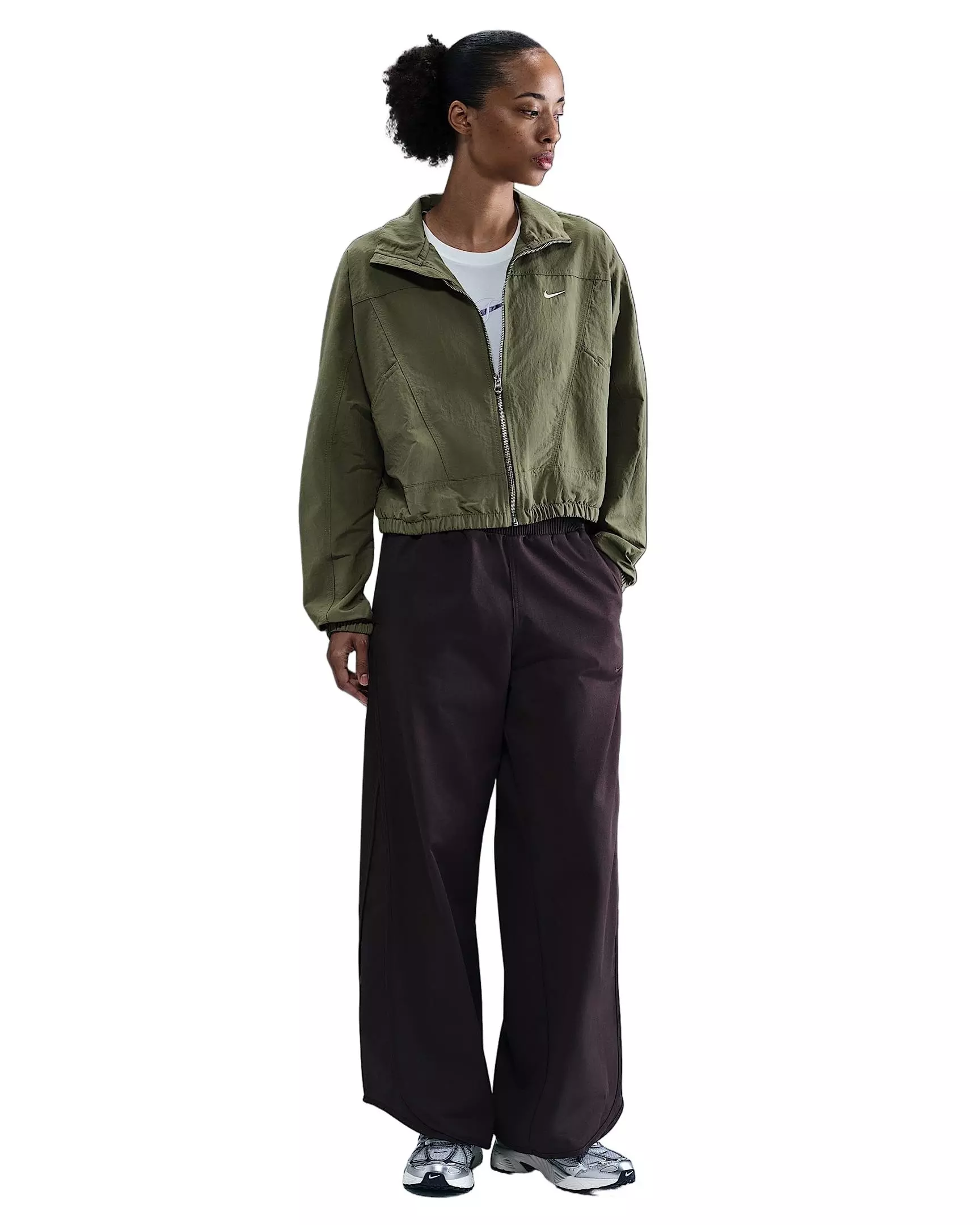 Nike Women's Sportswear Everything Woven Oversized Repel UV Protection Jacket - Olive - OLIVE