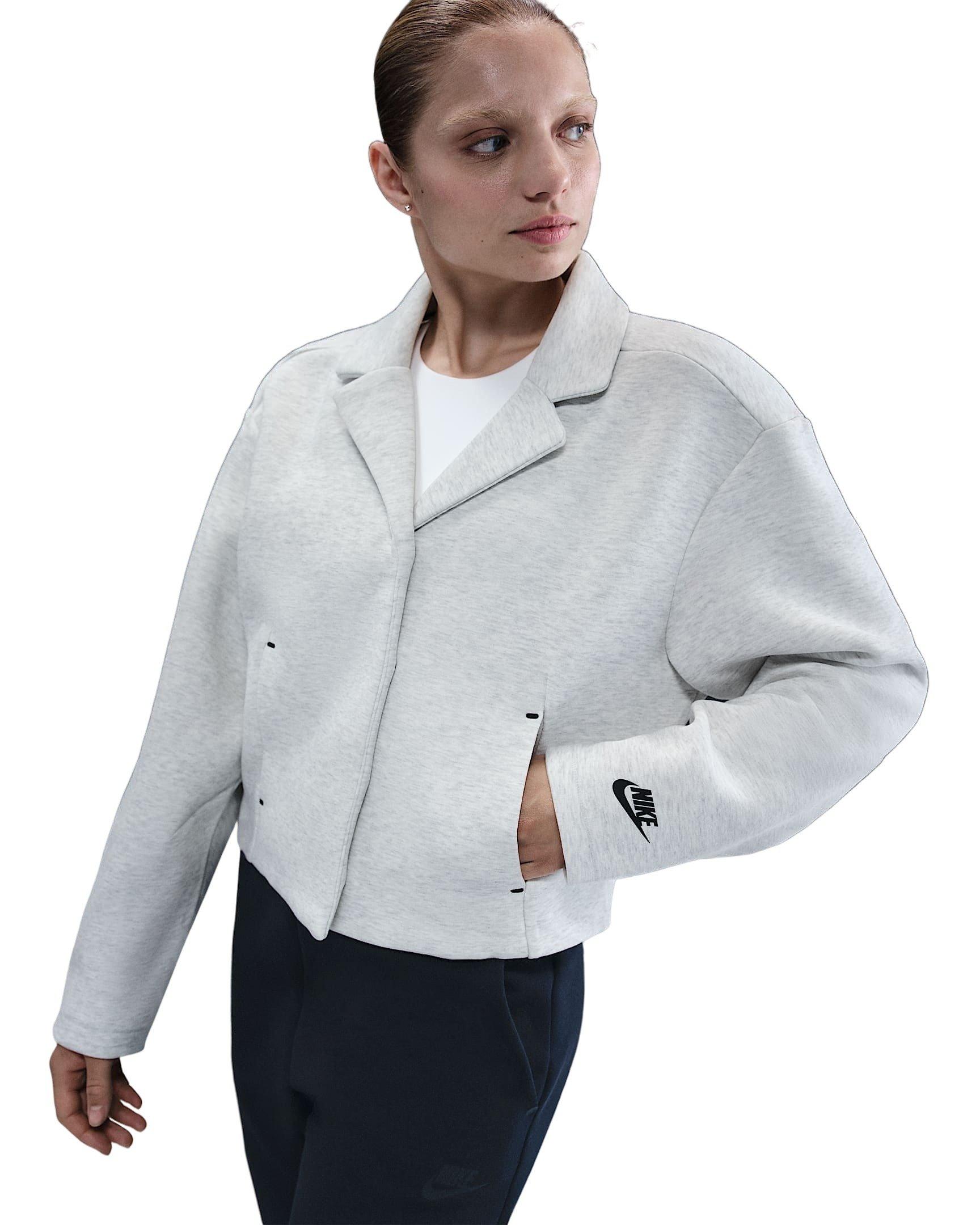 Nike Women's Sportswear Tech Fleece Tailored Jacket - Lt Grey - LT GREY Thumbnail View 1