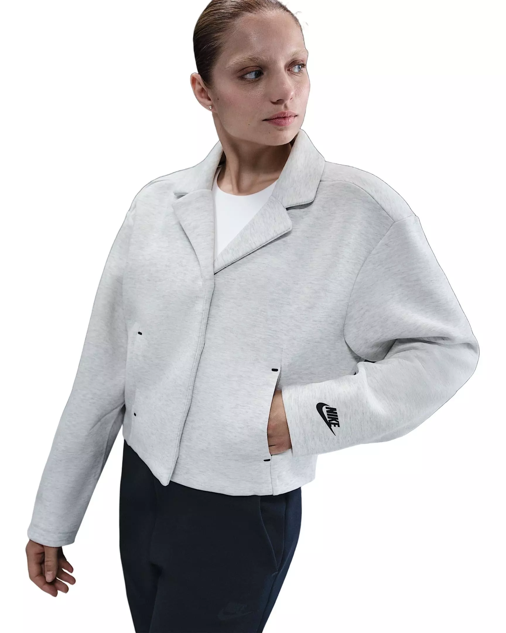 Nike Women's Sportswear Tech Fleece Tailored Jacket - Lt Grey - LT GREY
