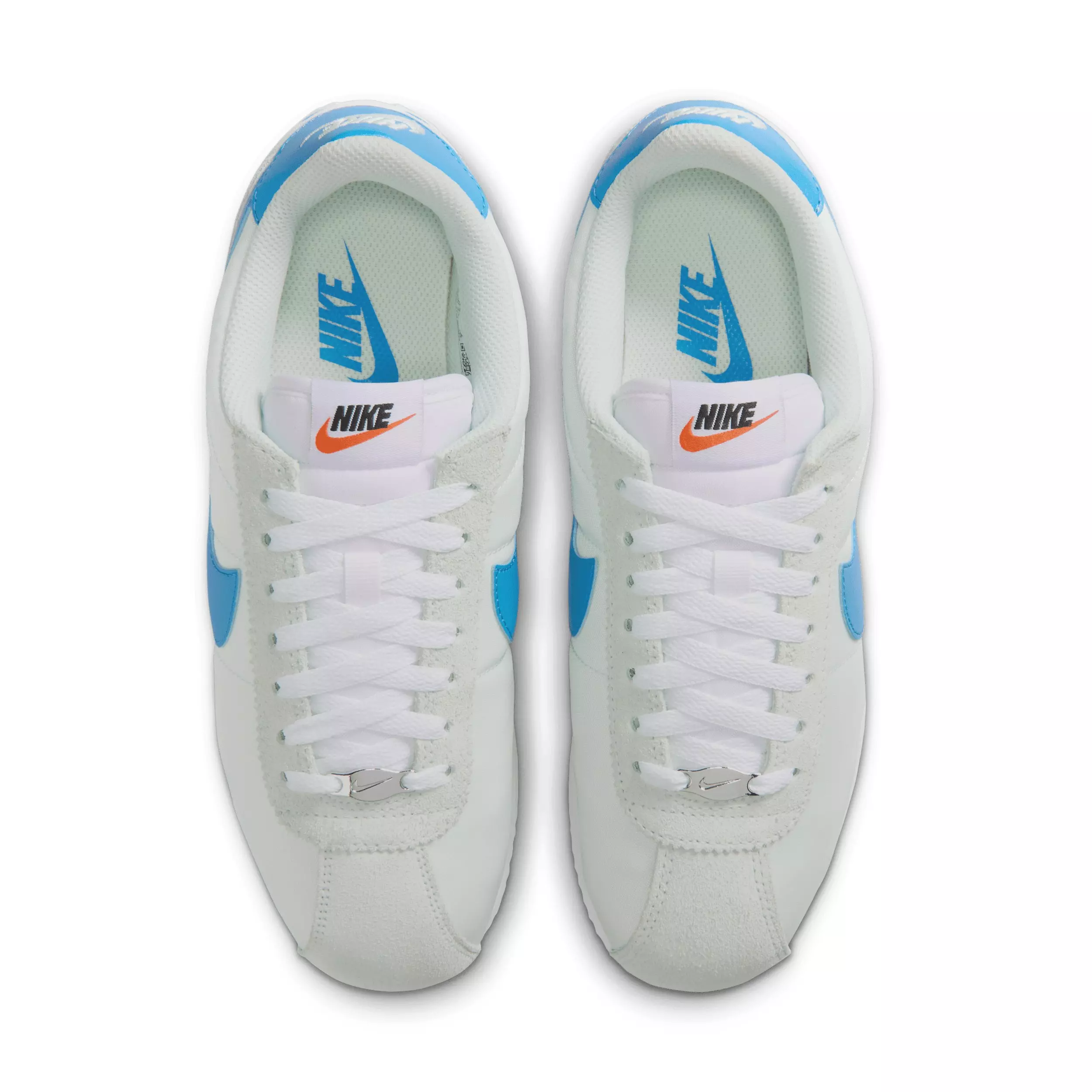 Nike Cortez Textile "Barely Green/White/Safety Orange/Light Photo Blue" Women's Shoe - GREEN/BLUE