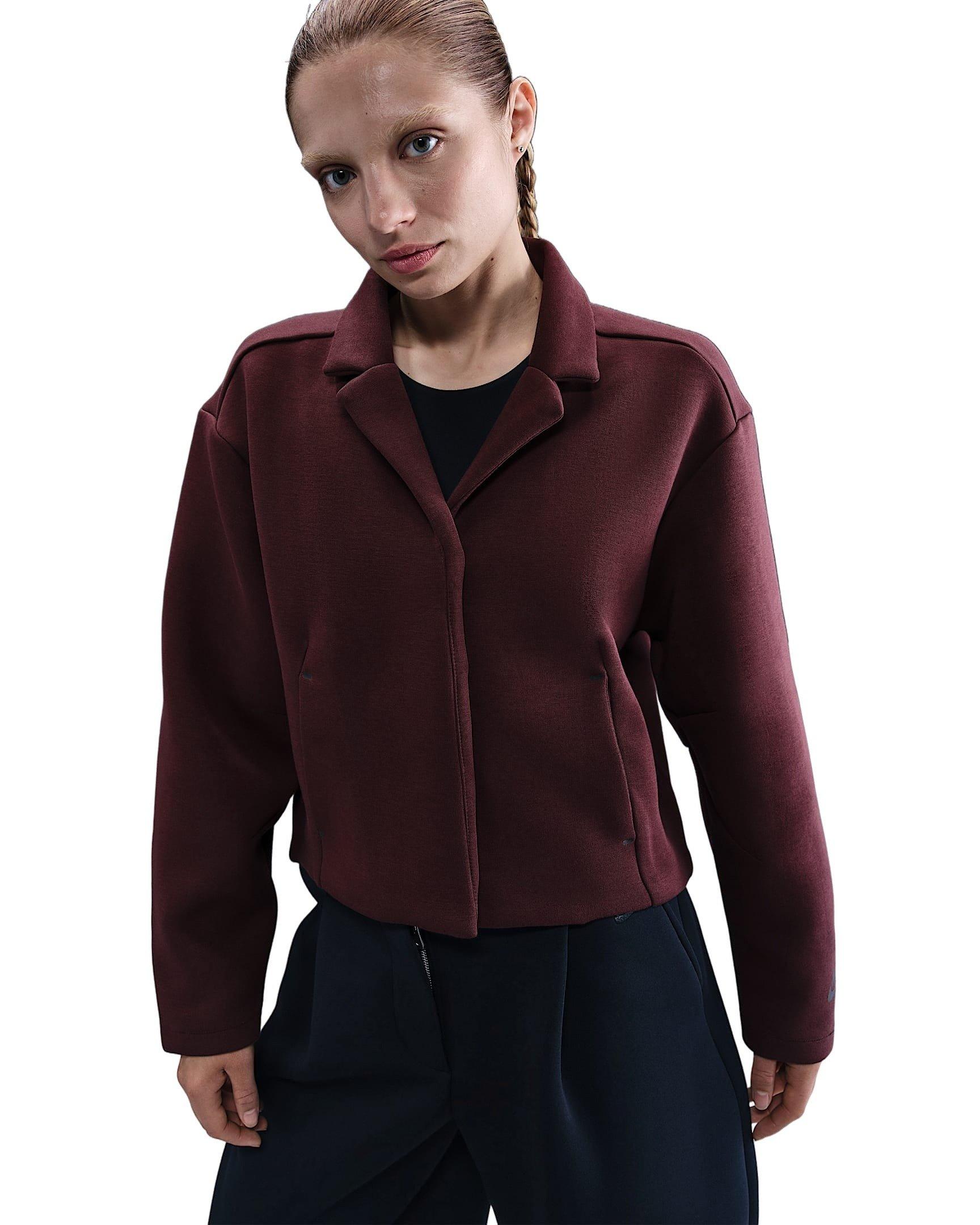 Nike Women's Sportswear Tech Fleece Tailored Jacket -Burgundy - BURGUNDY Thumbnail View 1