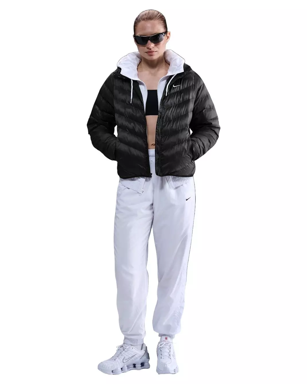 Nike Women's Sportswear Windpuffer Therma-FIT Hooded Puffer -Black - BLACK