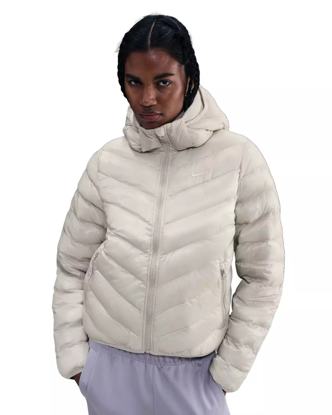 Nike Women's Sportswear Windpuffer Therma-FIT Hooded Puffer -Lt Bone - LT BONE