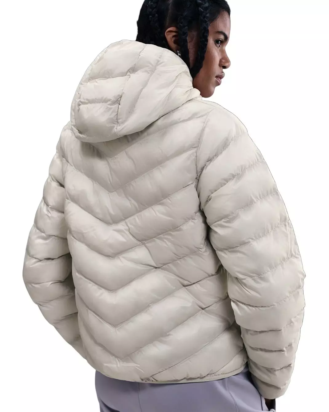 Nike Women's Sportswear Windpuffer Therma-FIT Hooded Puffer -Lt Bone - LT BONE