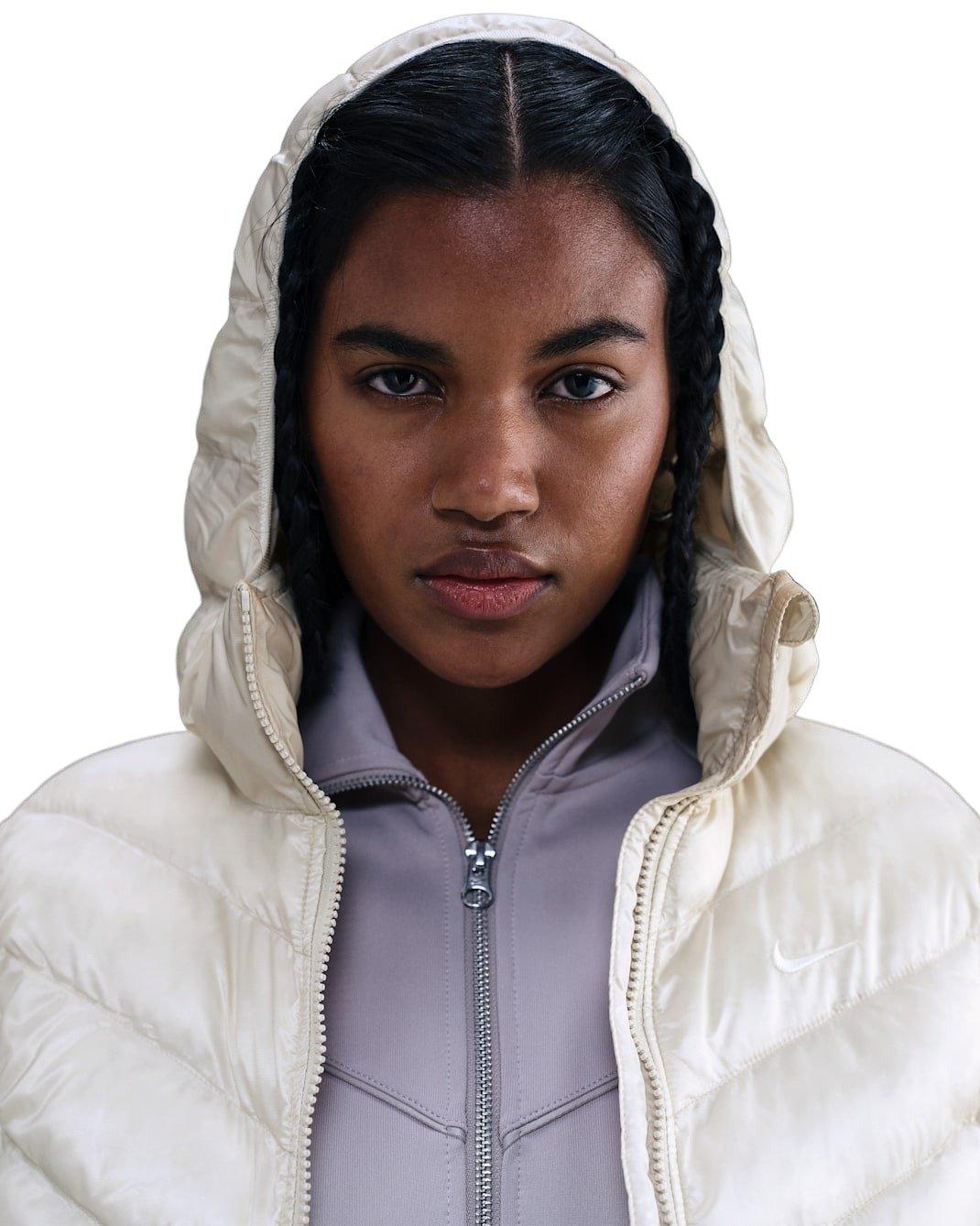 Nike Women's Sportswear Windpuffer Therma-FIT Hooded Puffer -Lt Bone - LT BONE Thumbnail View 3