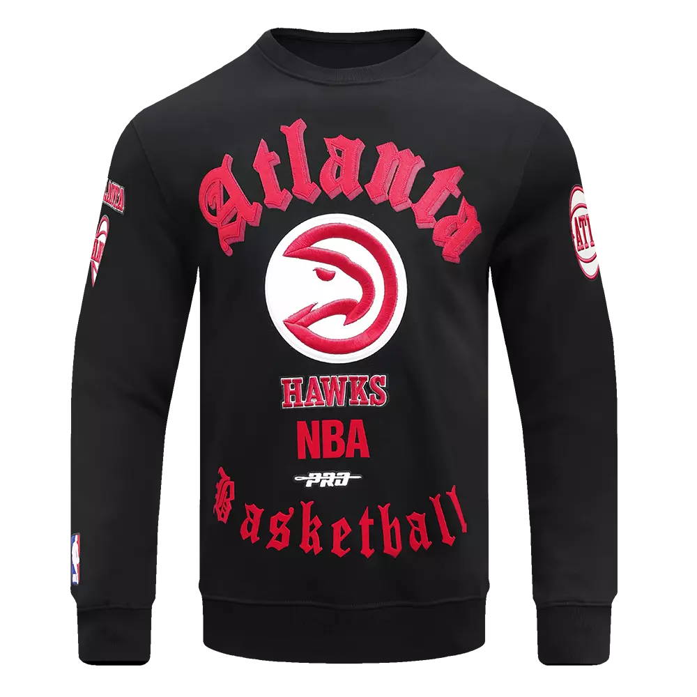 Pro Standard Men's NBA Atlanta Hawks Old English Crewneck - Black - BLACK