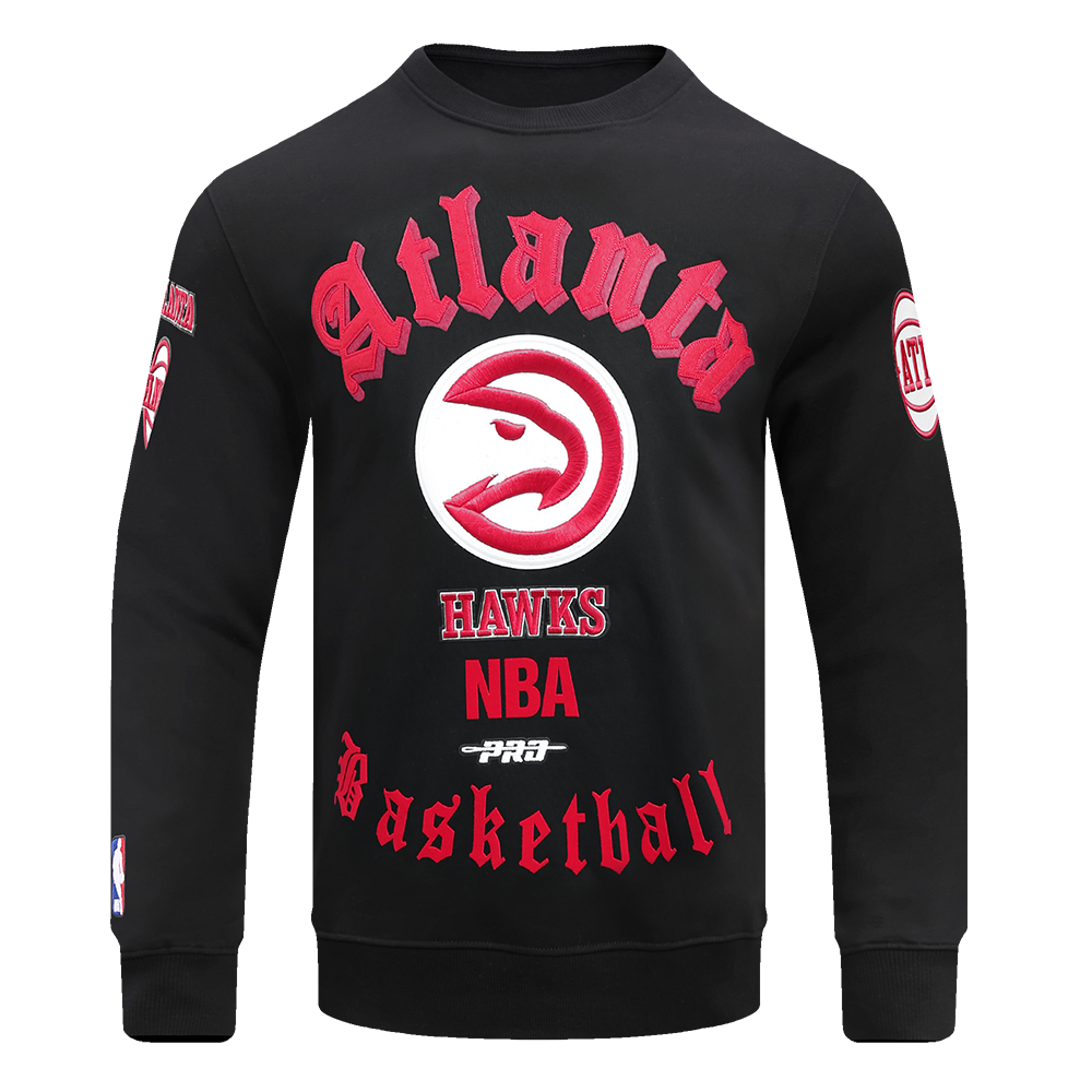 Pro Standard Men's NBA Atlanta Hawks Old English Crewneck -Black - BLACK Thumbnail View 1