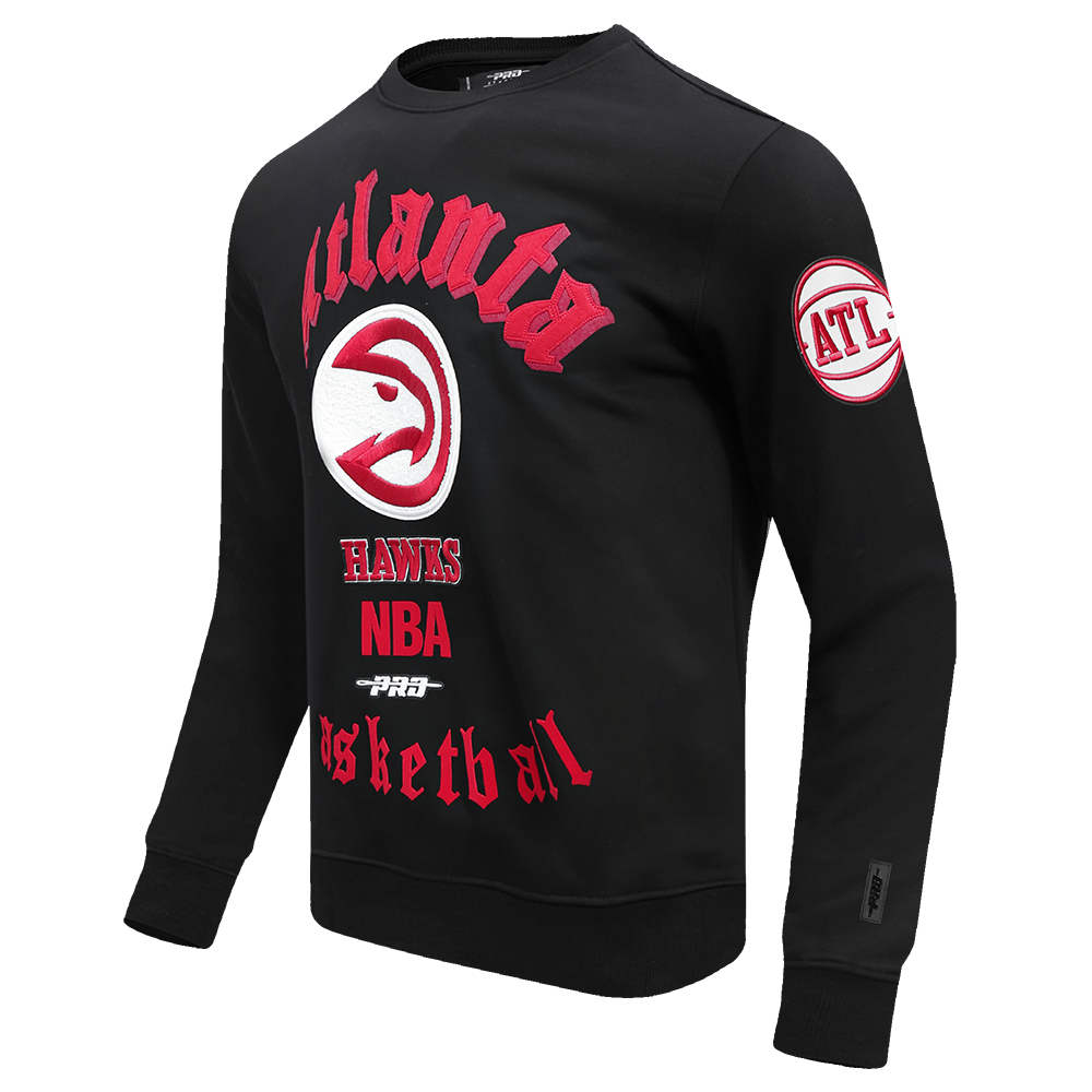 Pro Standard Men's NBA Atlanta Hawks Old English Crewneck - Black - BLACK Thumbnail View 3