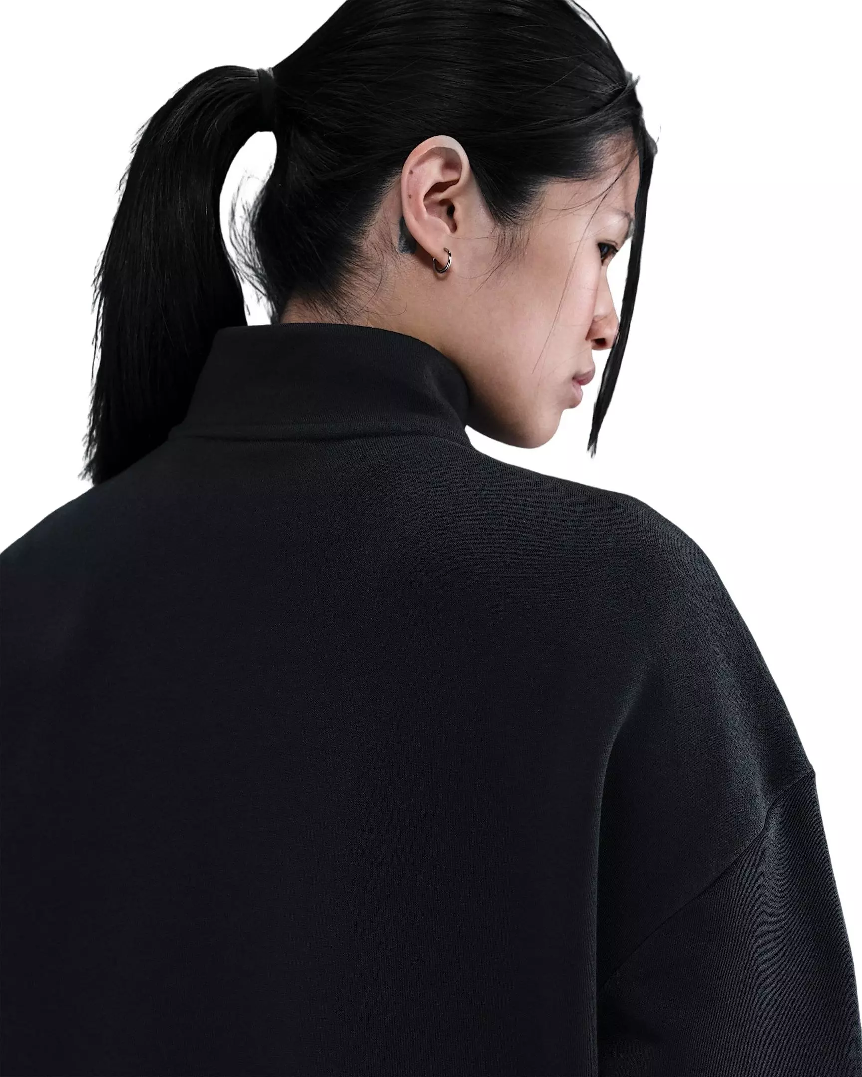 Nike Women's Sportswear Club Fleece Loose Track Jacket - Black/White - BLACK/WHITE