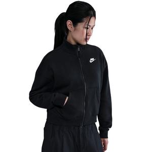 Nike Women's Sportswear Club Fleece Loose Track Jacket -Black/White