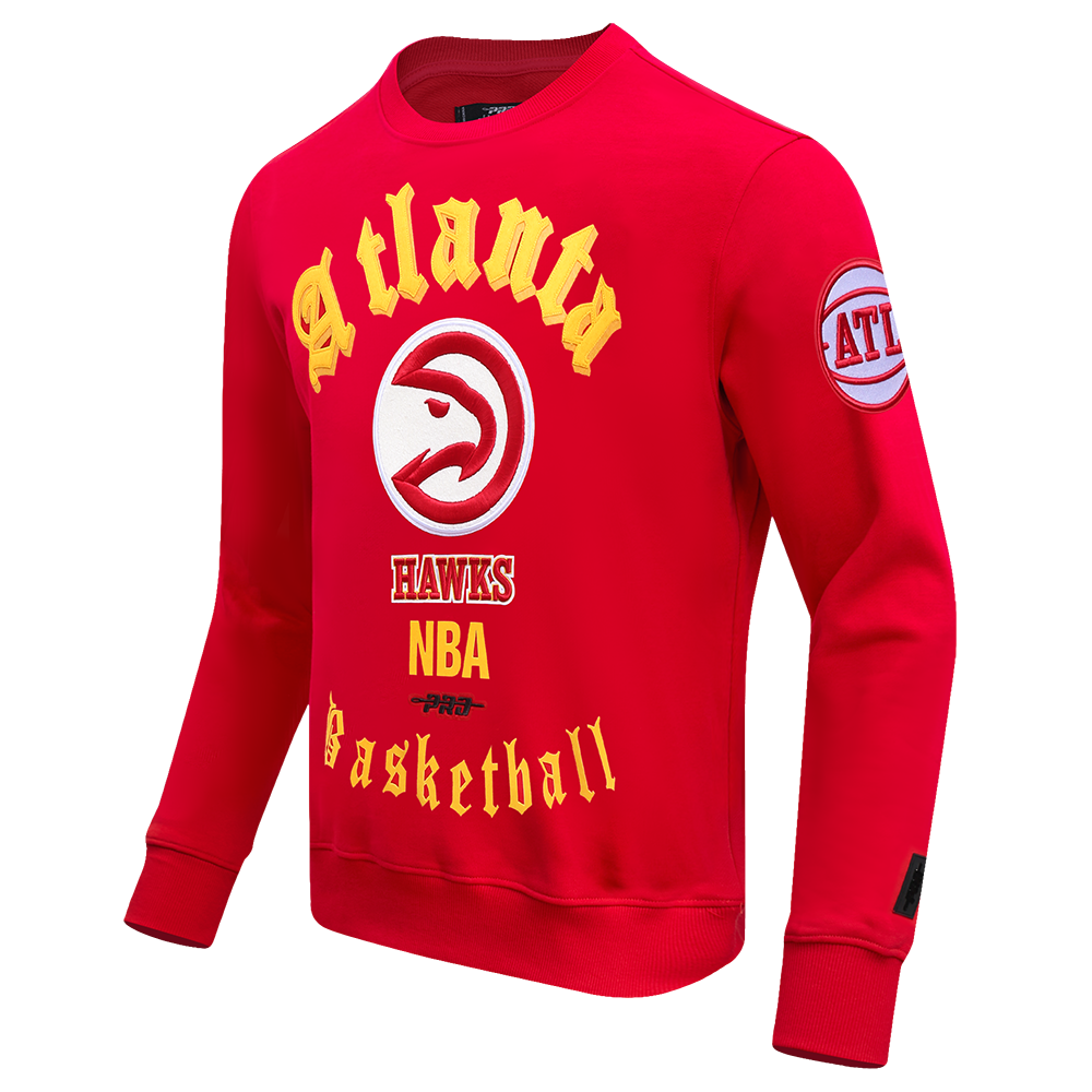 Pro Standard Men's NBA Atlanta Hawks Old English Crewneck - Red - RED Thumbnail View 3