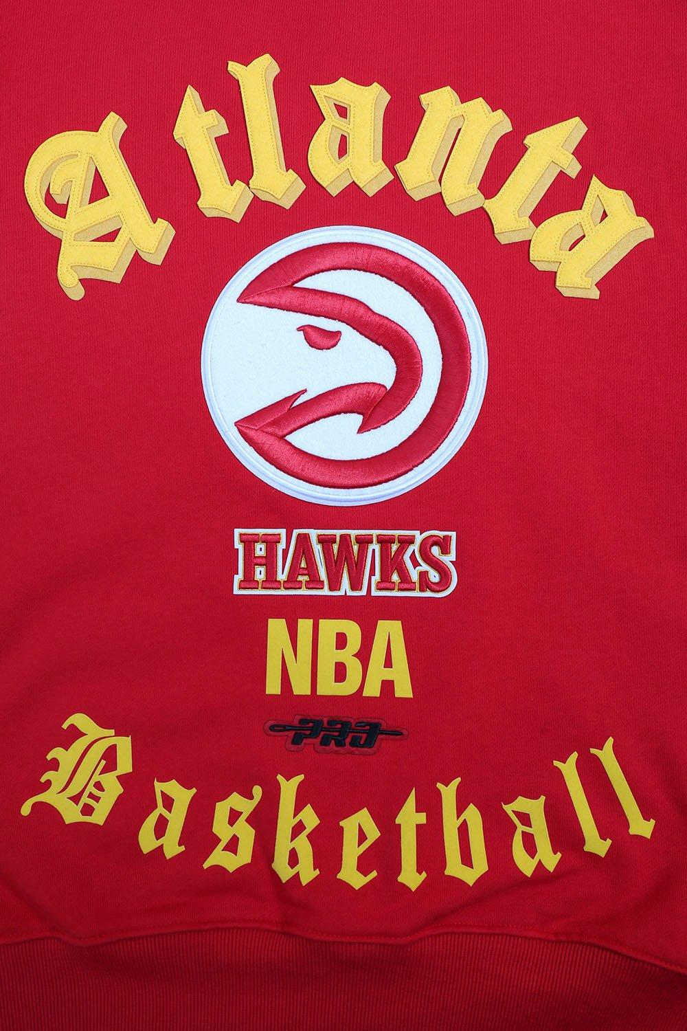 Pro Standard Men's NBA Atlanta Hawks Old English Crewneck -Red - RED Thumbnail View 5