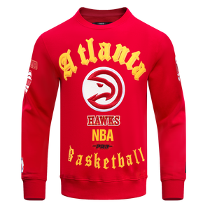 Pro Standard Men's NBA Atlanta Hawks Old English Crewneck -Red