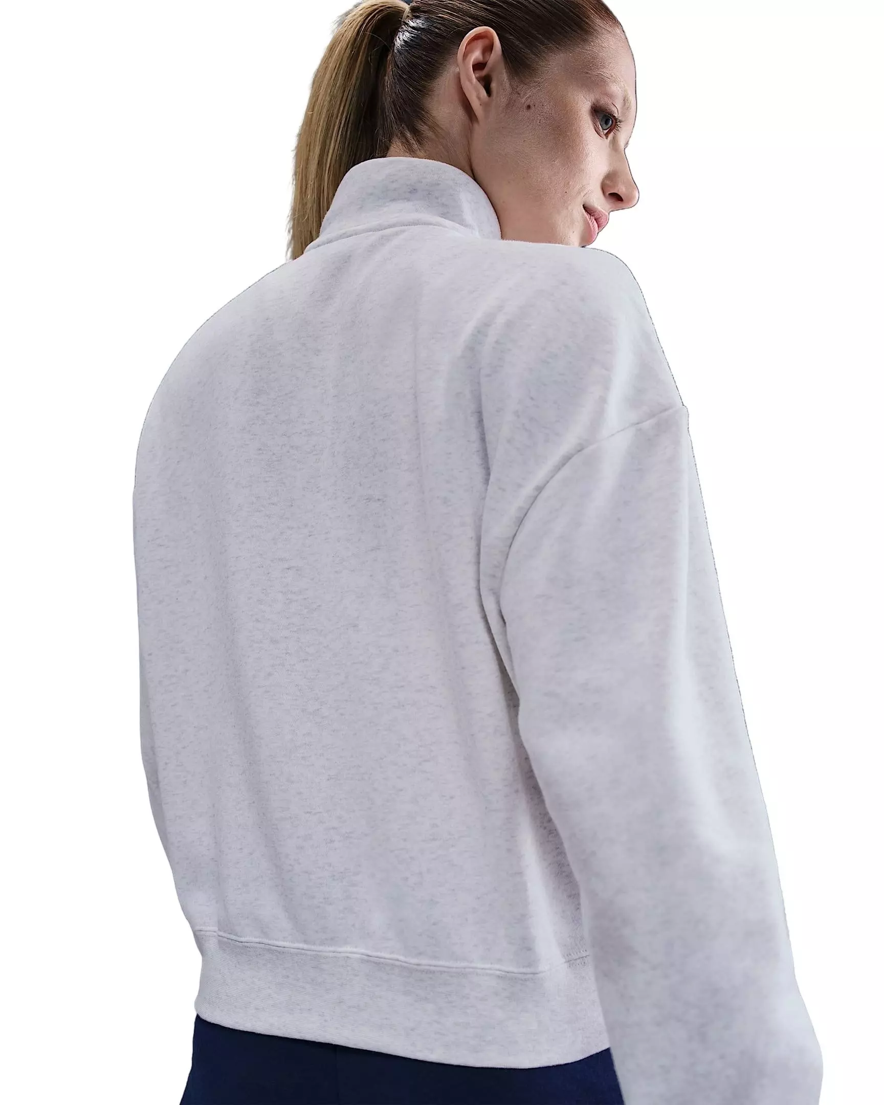 Nike Women's Sportswear Club Fleece Loose Track Jacket -Birch Heather/Black - BIRCH HEATHER/BLACK