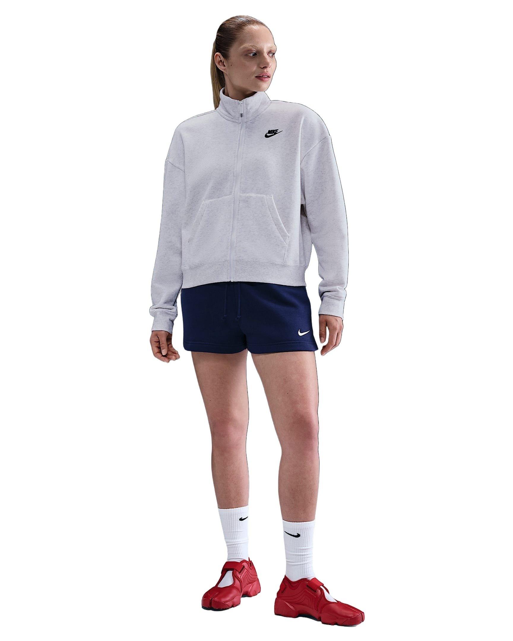 Nike Women's Sportswear Club Fleece Loose Track Jacket - Birch Heather/Black - BIRCH HEATHER/BLACK Thumbnail View 4