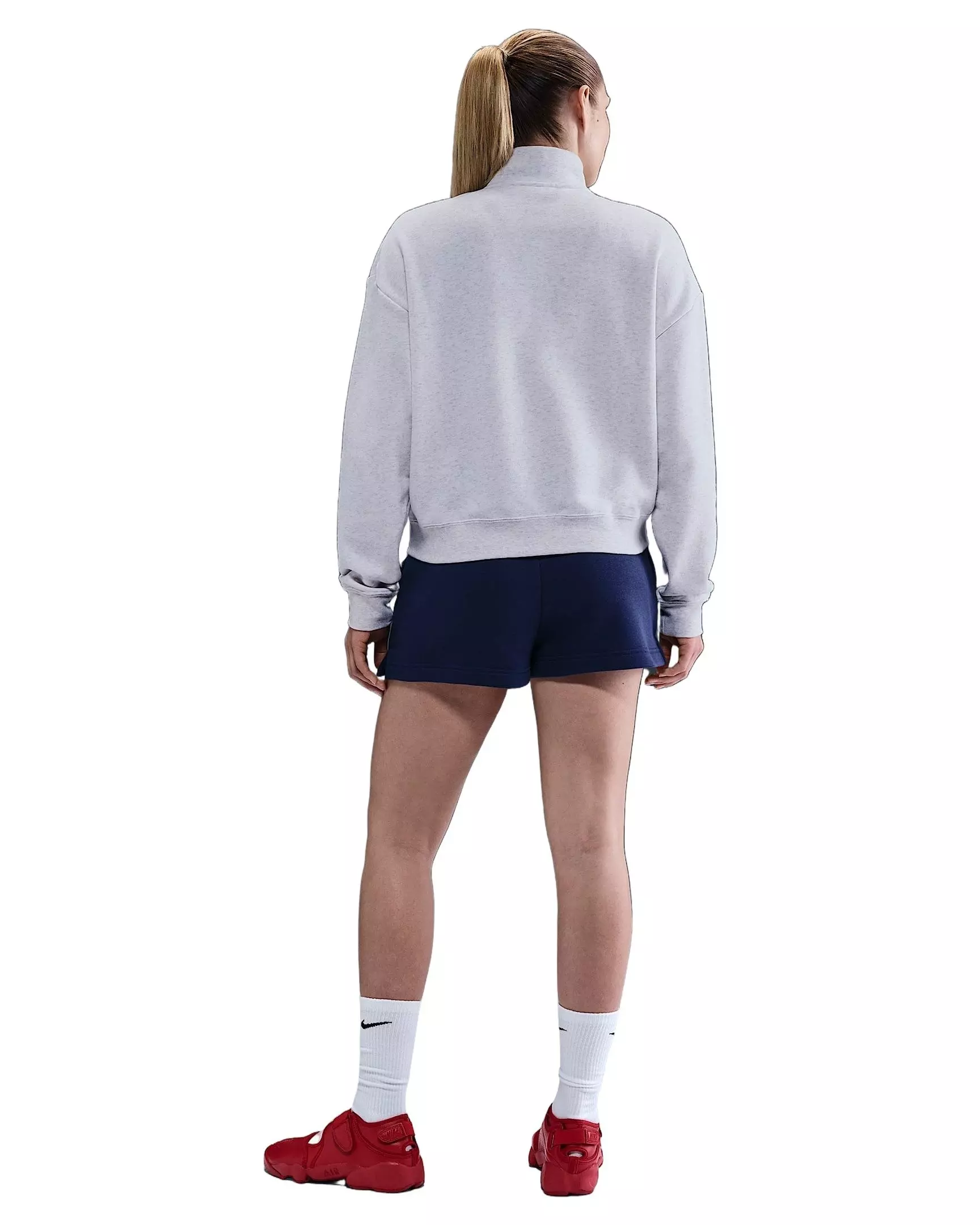 Nike Women's Sportswear Club Fleece Loose Track Jacket - Birch Heather/Black - BIRCH HEATHER/BLACK