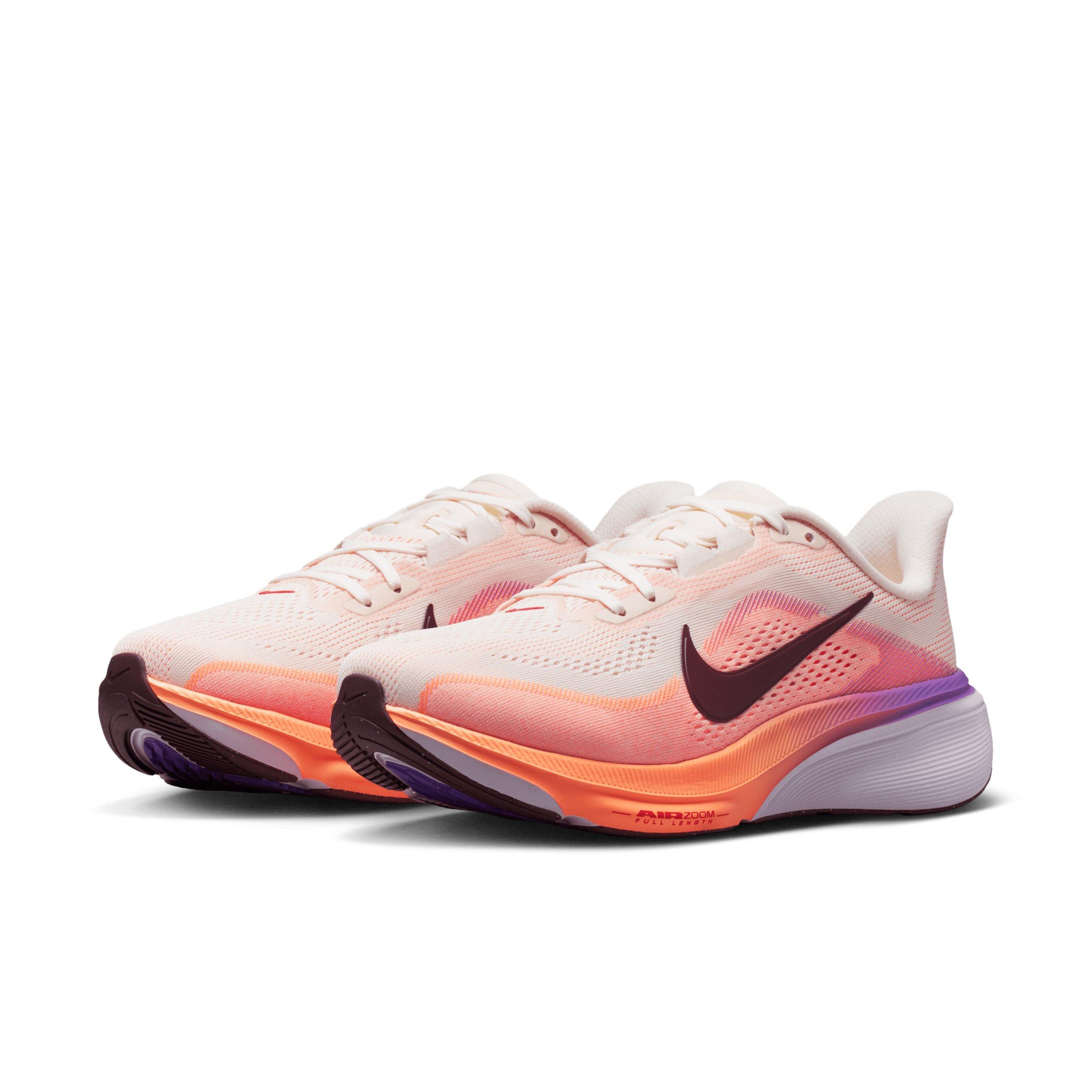 Nike Pegasus 42 "Chalk/Orange Pulse/Bright Violet/Tattoo" Women's Wide Running Shoe - WHITE/ORANGE/PURPLE Thumbnail View 3